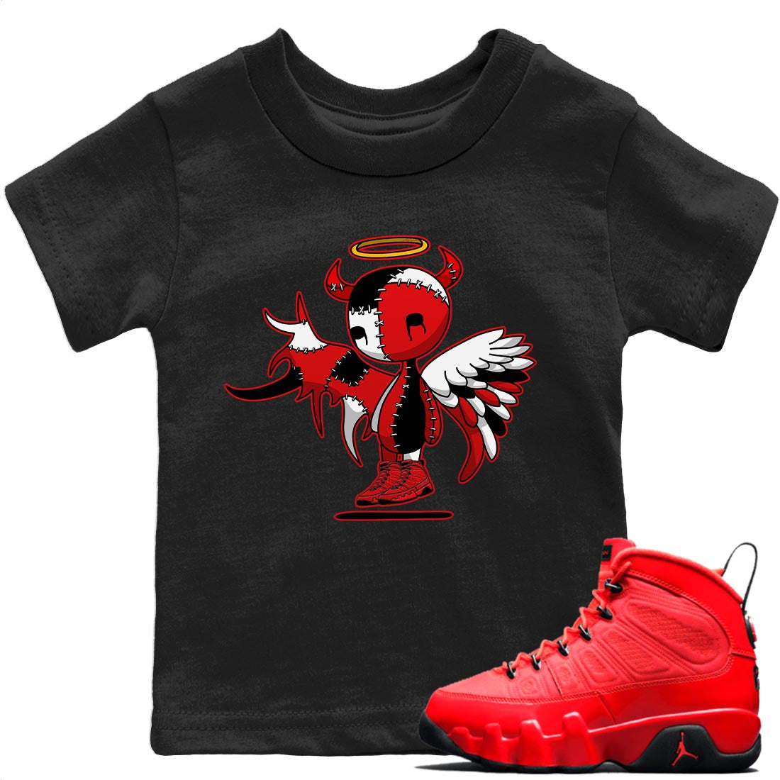 Devil Angel Kids Tops - Air Jordan 9 Chile Red