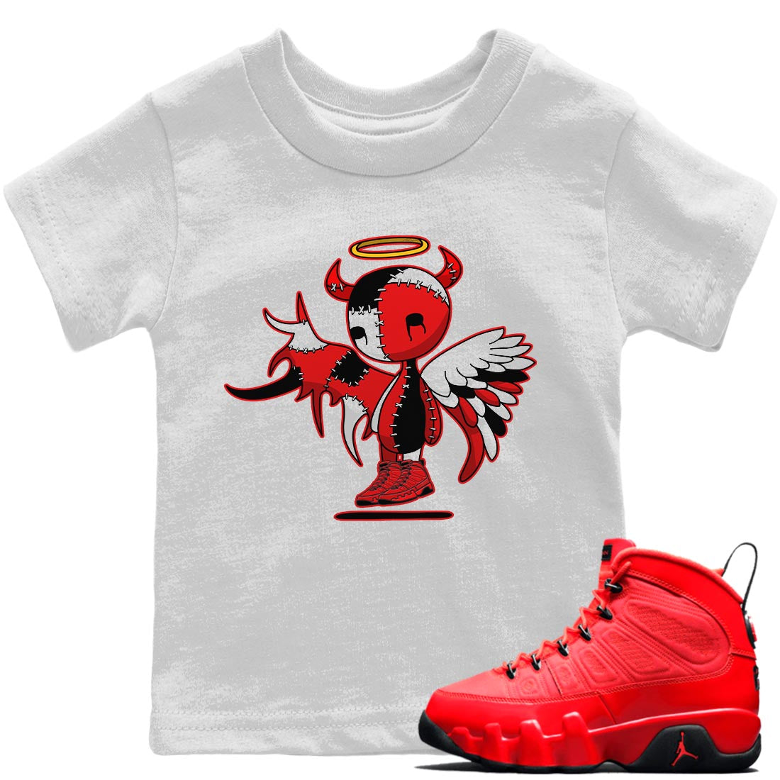 Devil Angel Kids Tops - Air Jordan 9 Chile Red