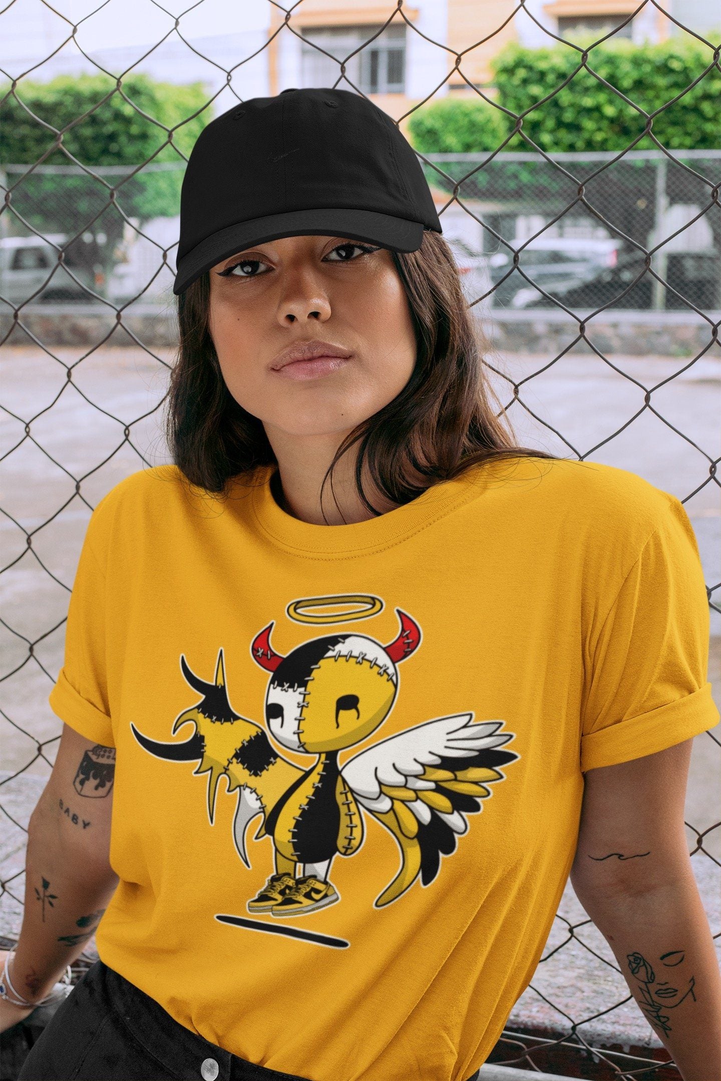 Devil Angel Unisex Tops - Dunk Championship Goldenrod