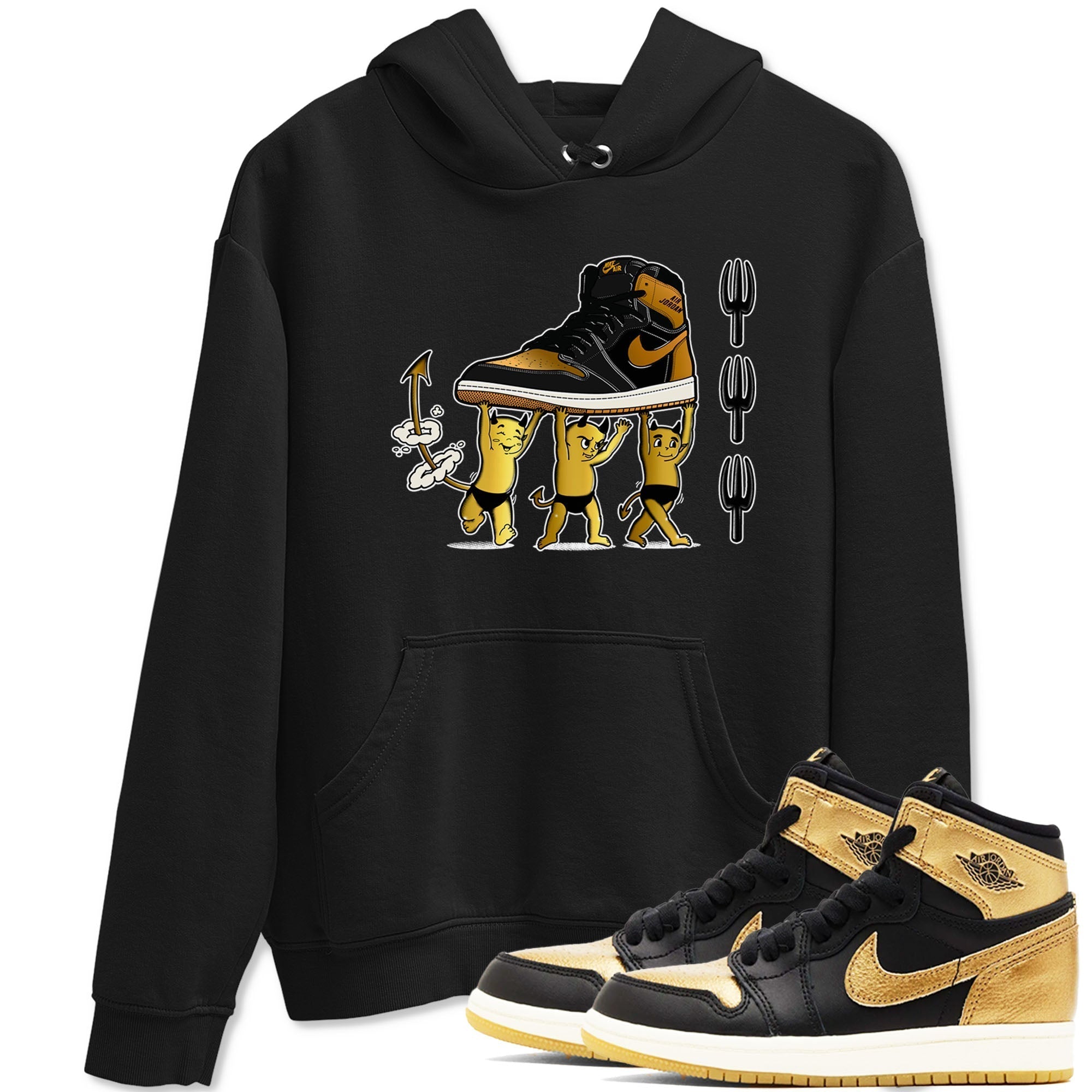 Devil Babies snkmatch Tees - Air Jordan 1 Black Metallic Gold