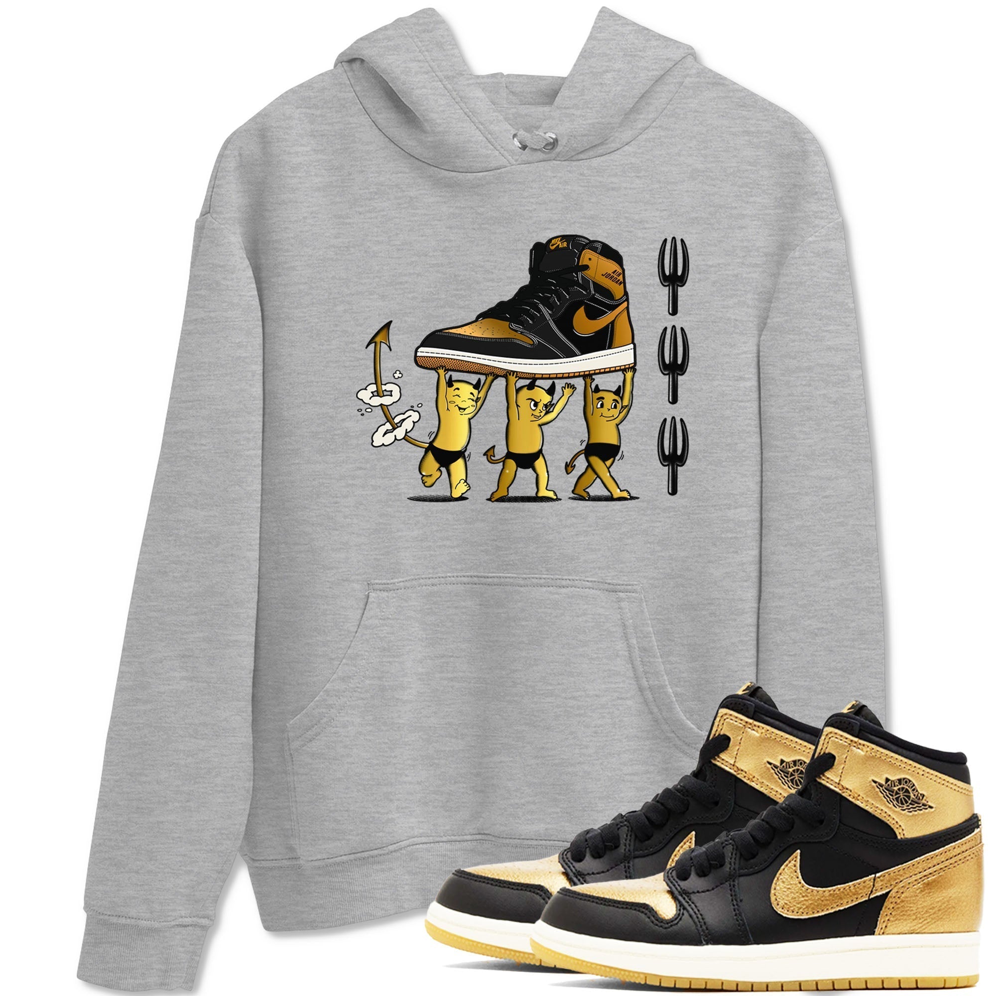 Devil Babies snkmatch Tees - Air Jordan 1 Black Metallic Gold