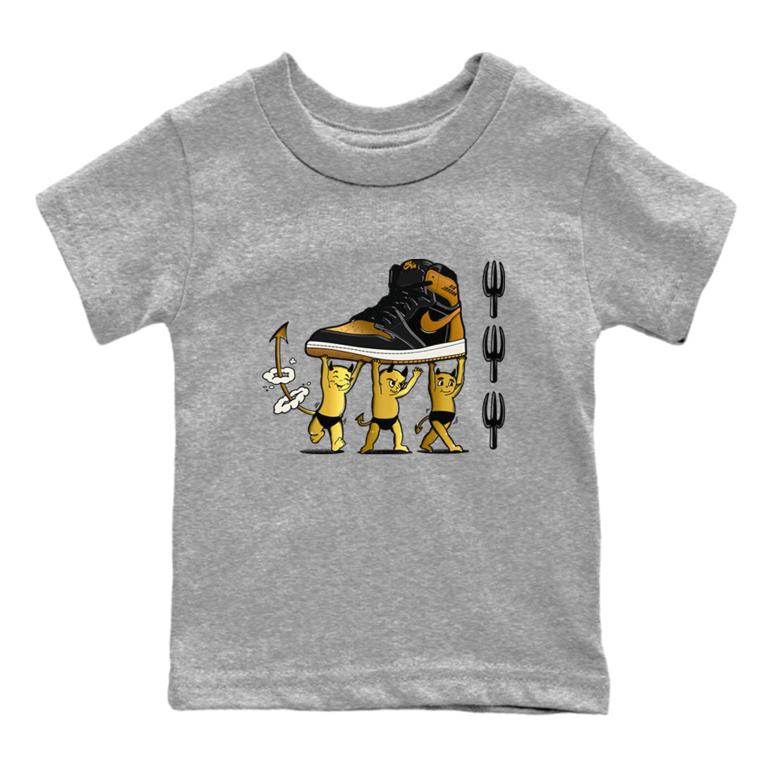 Devil Babies snkmatch Tees Kids - Air Jordan 1 Black Metallic Gold