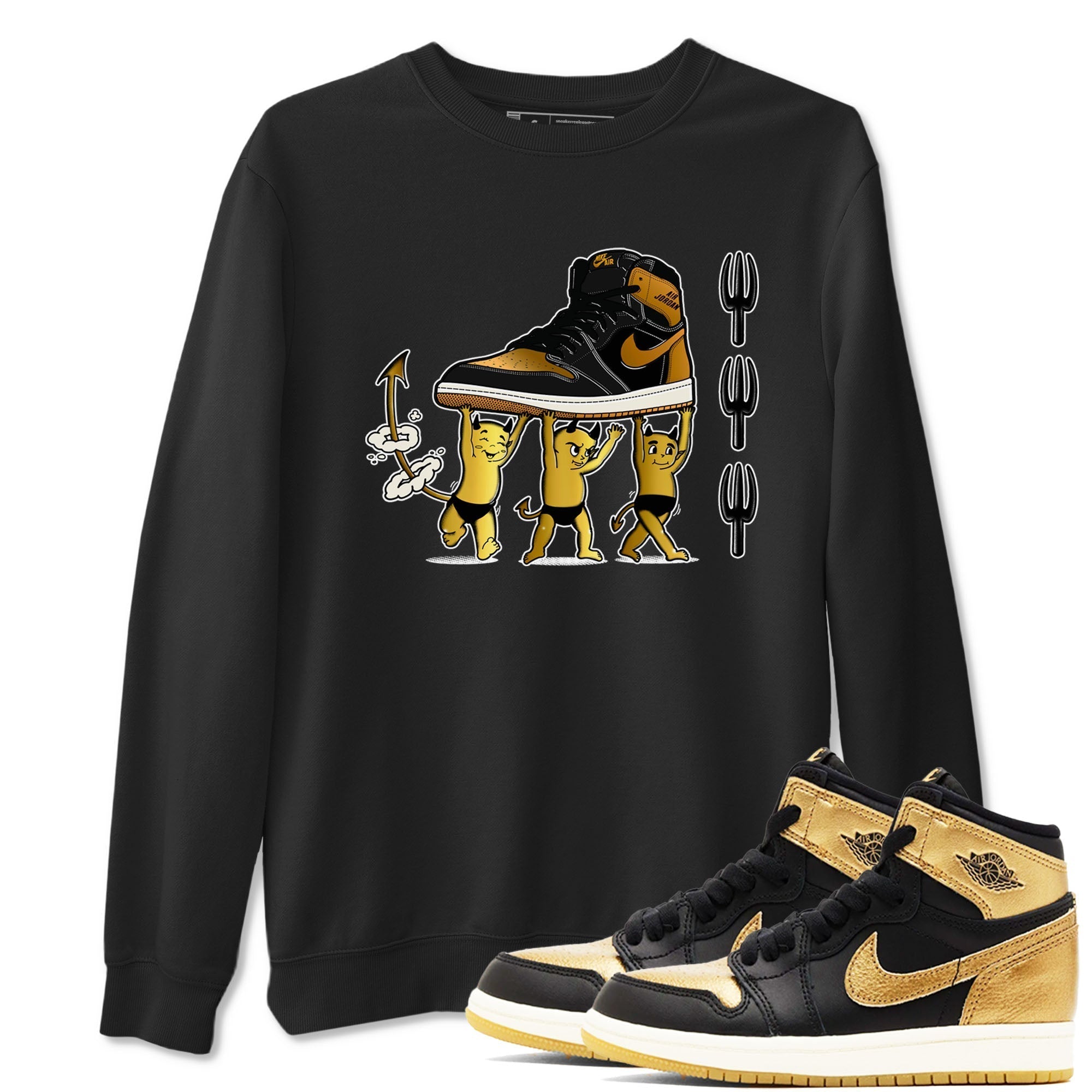 Devil Babies snkmatch Tees - Air Jordan 1 Black Metallic Gold