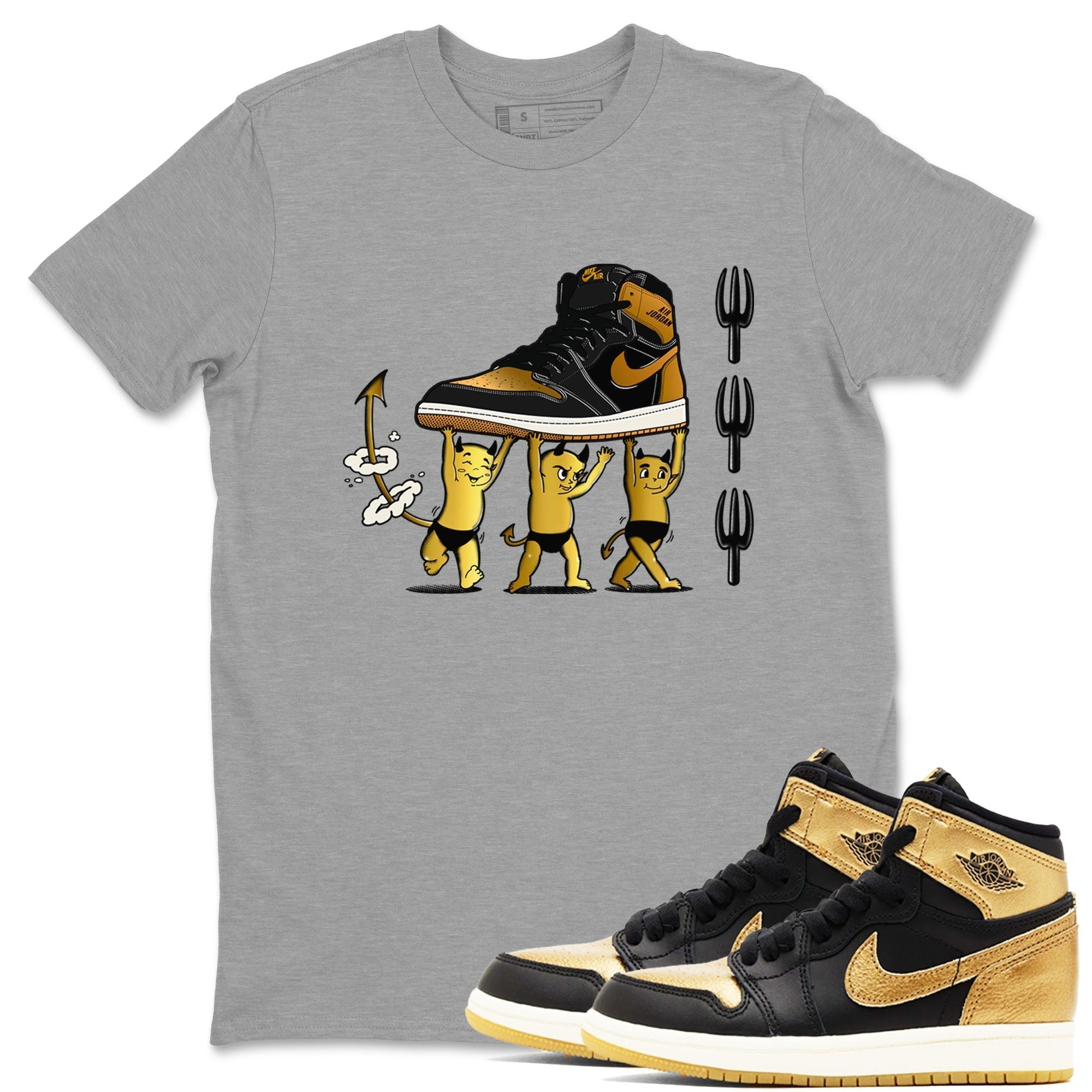 Devil Babies snkmatch Tees - Air Jordan 1 Black Metallic Gold