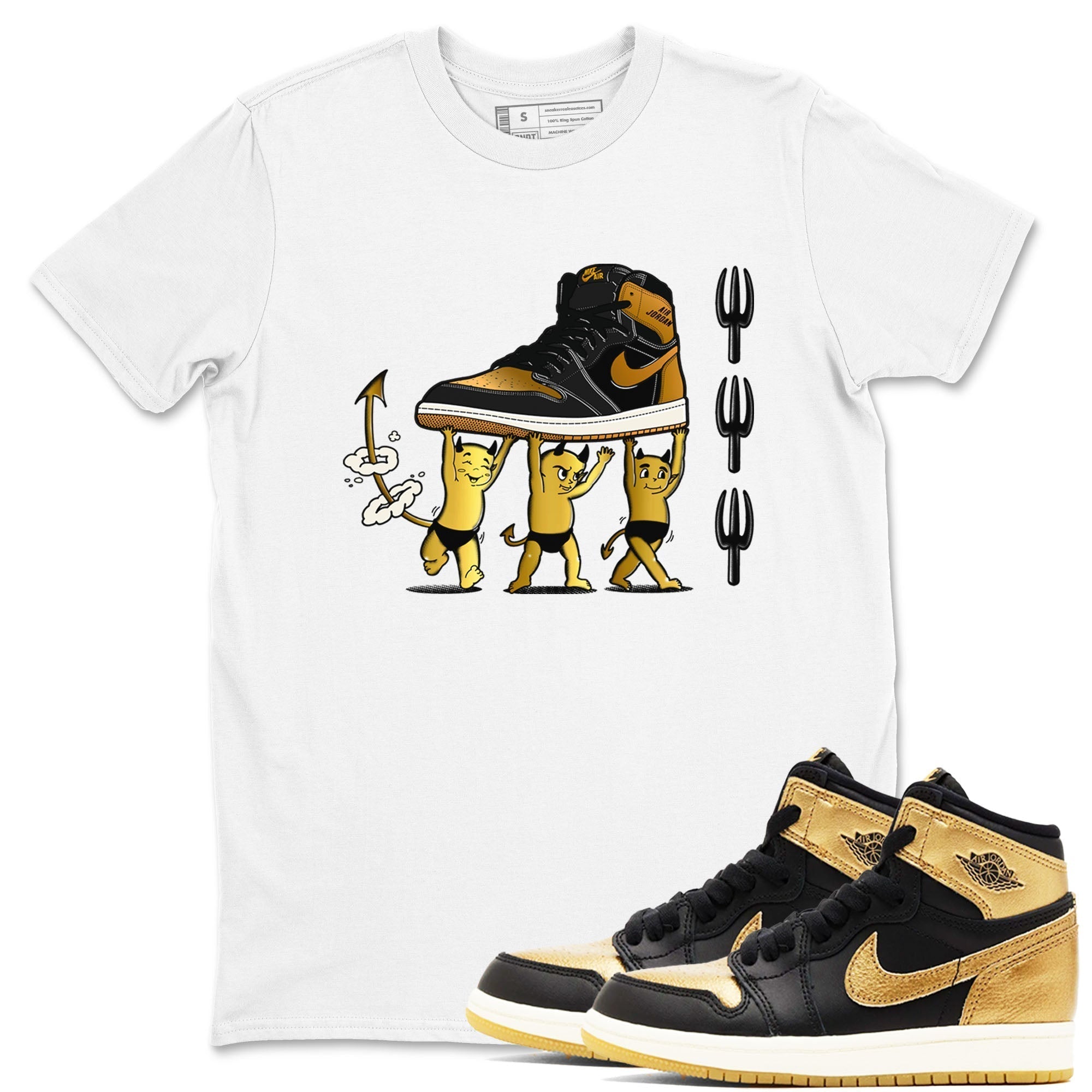 Devil Babies snkmatch Tees - Air Jordan 1 Black Metallic Gold