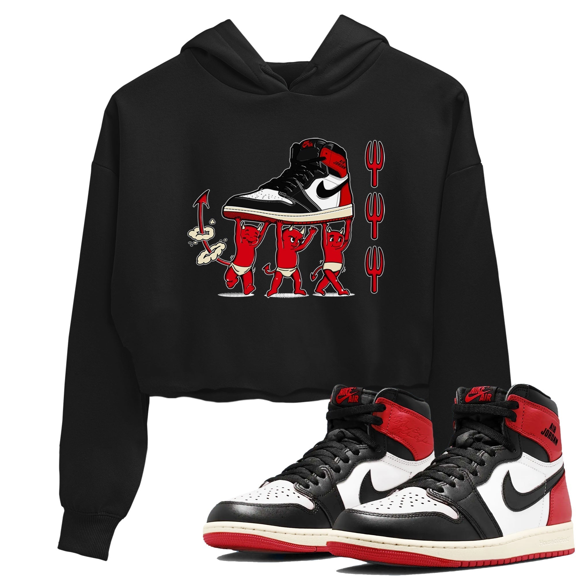 Devil Babies snkmatch Women's Top - Air Jordan 1 Black Toe Reimagined