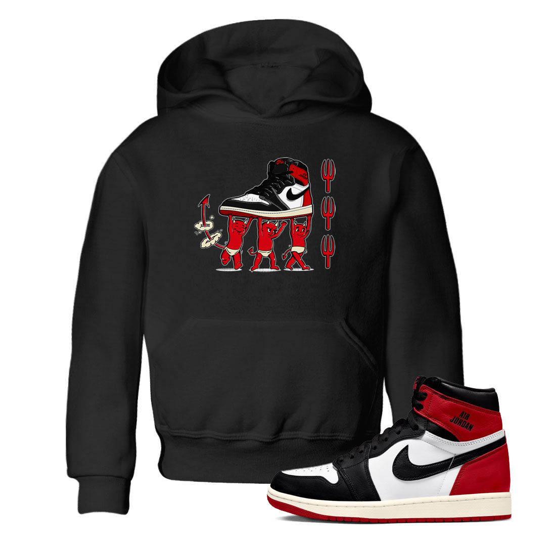 Devil Babies snkmatch Tees Kids - Air Jordan 1 Black Toe Reimagined