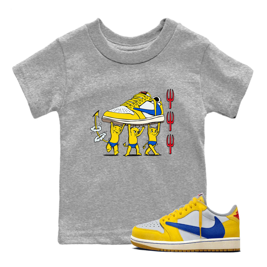 Devil Babies snkmatch Tees Kids - Air Jordan 1 Travis Scott Canary