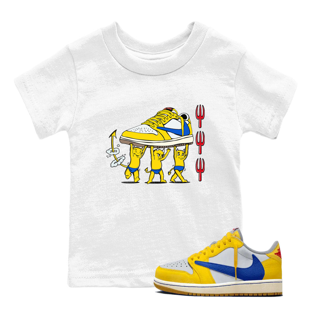 Devil Babies snkmatch Tees Kids - Air Jordan 1 Travis Scott Canary