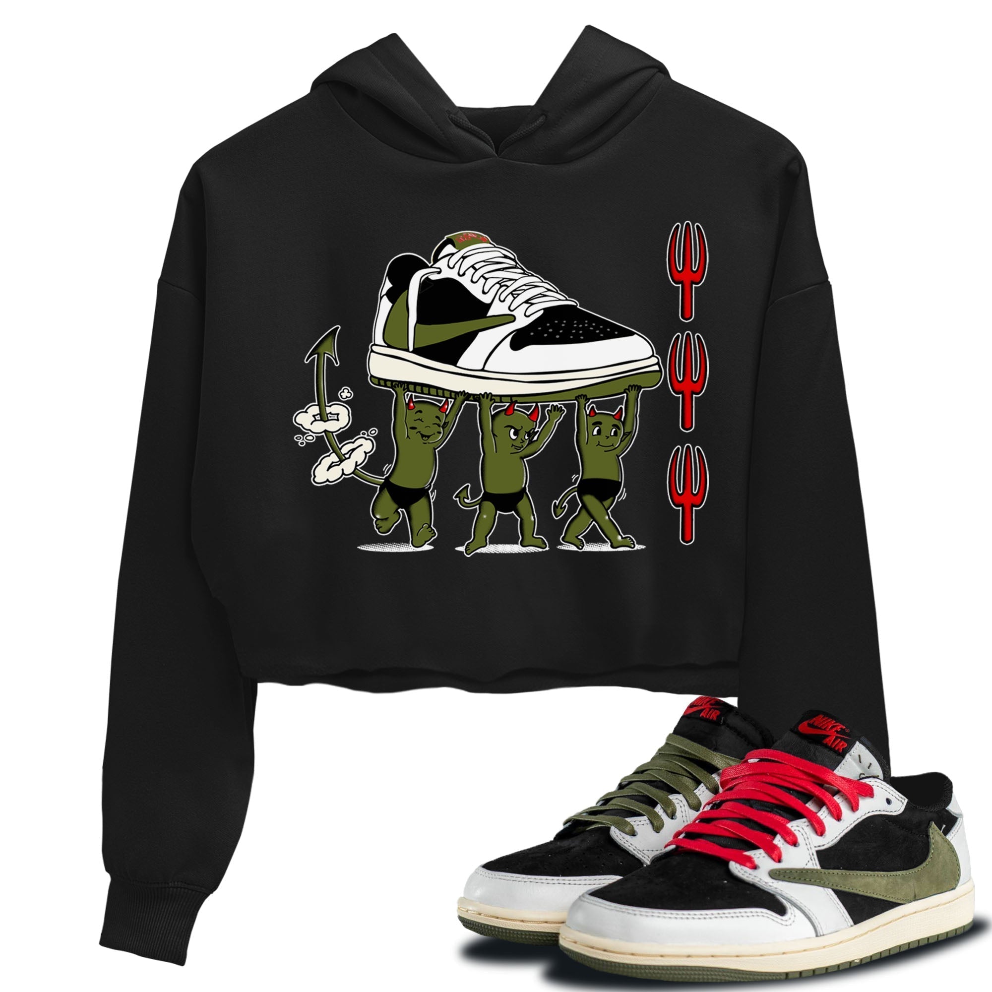 Devil Babies snkmatch Women's Top - Air Jordan 1 Travis Scott Olive