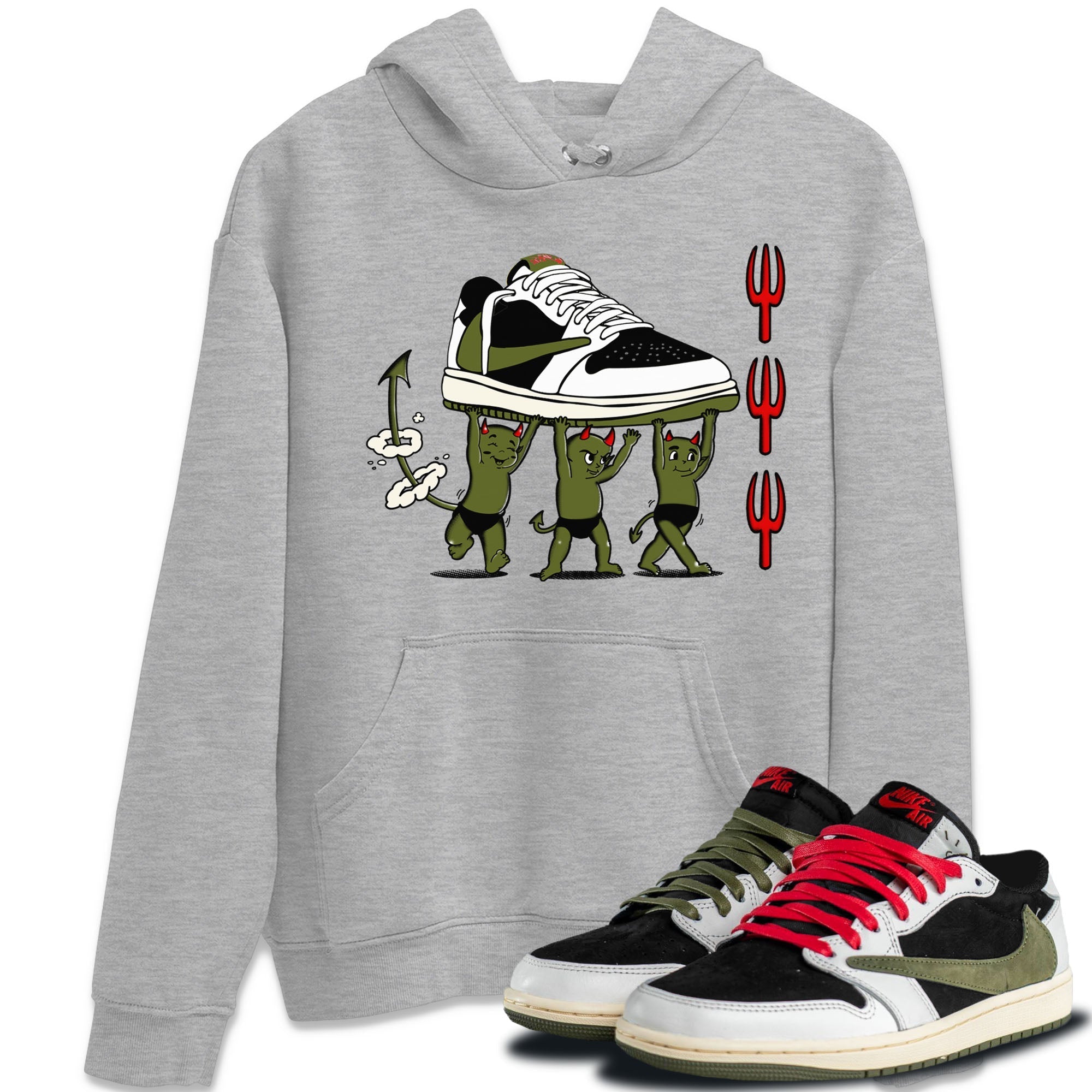 Devil Babies snkmatch Tees - Air Jordan 1 Travis Scott Olive