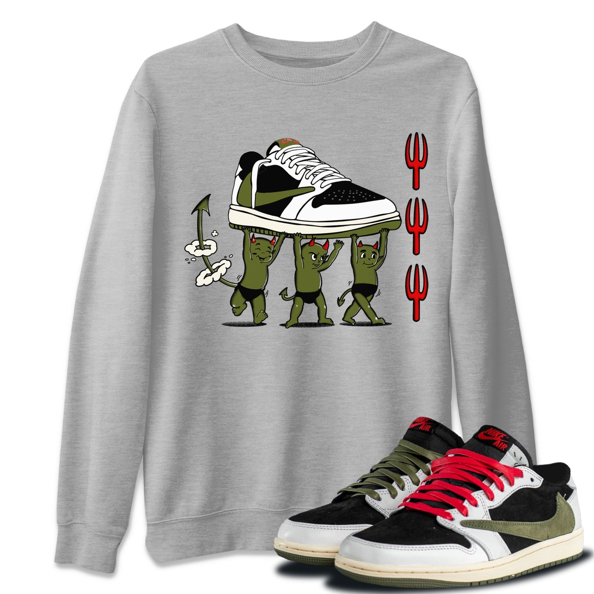 Devil Babies snkmatch Tees - Air Jordan 1 Travis Scott Olive