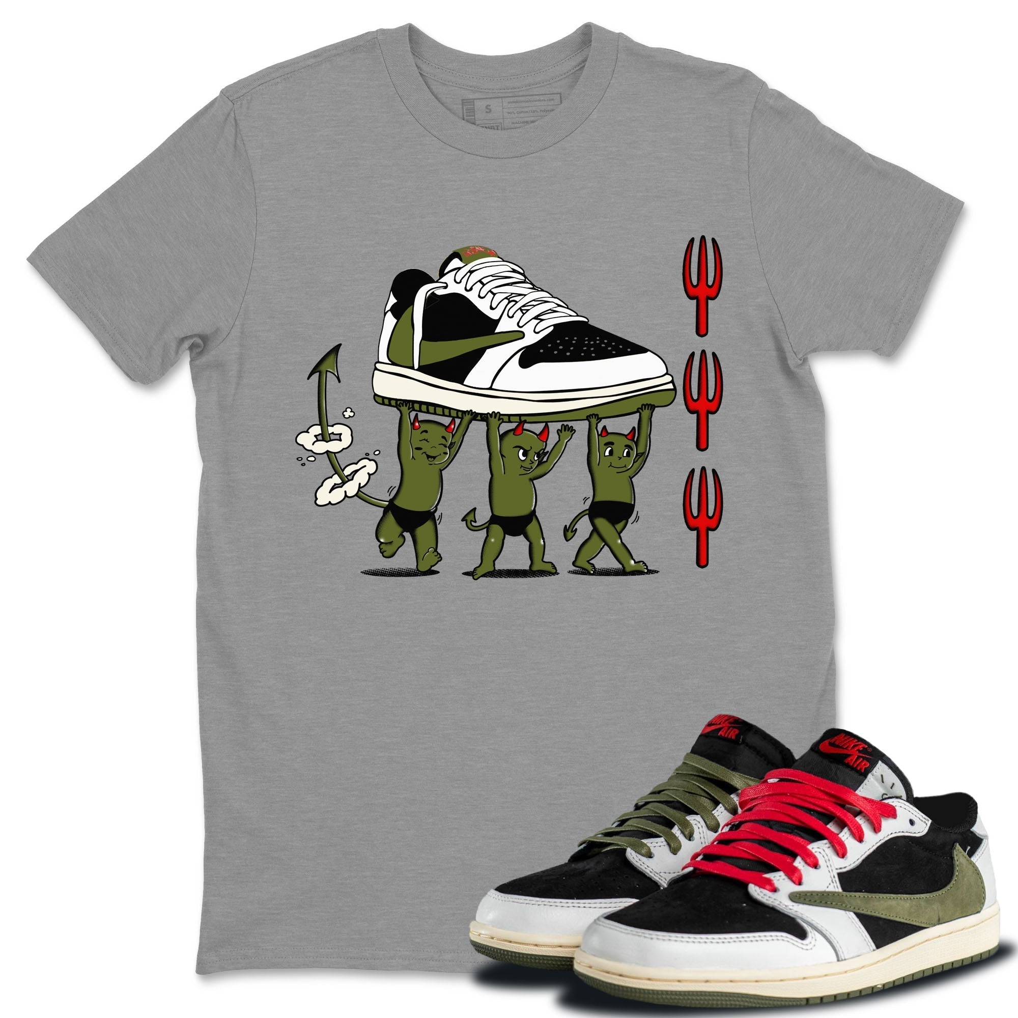 Devil Babies snkmatch Tees - Air Jordan 1 Travis Scott Olive