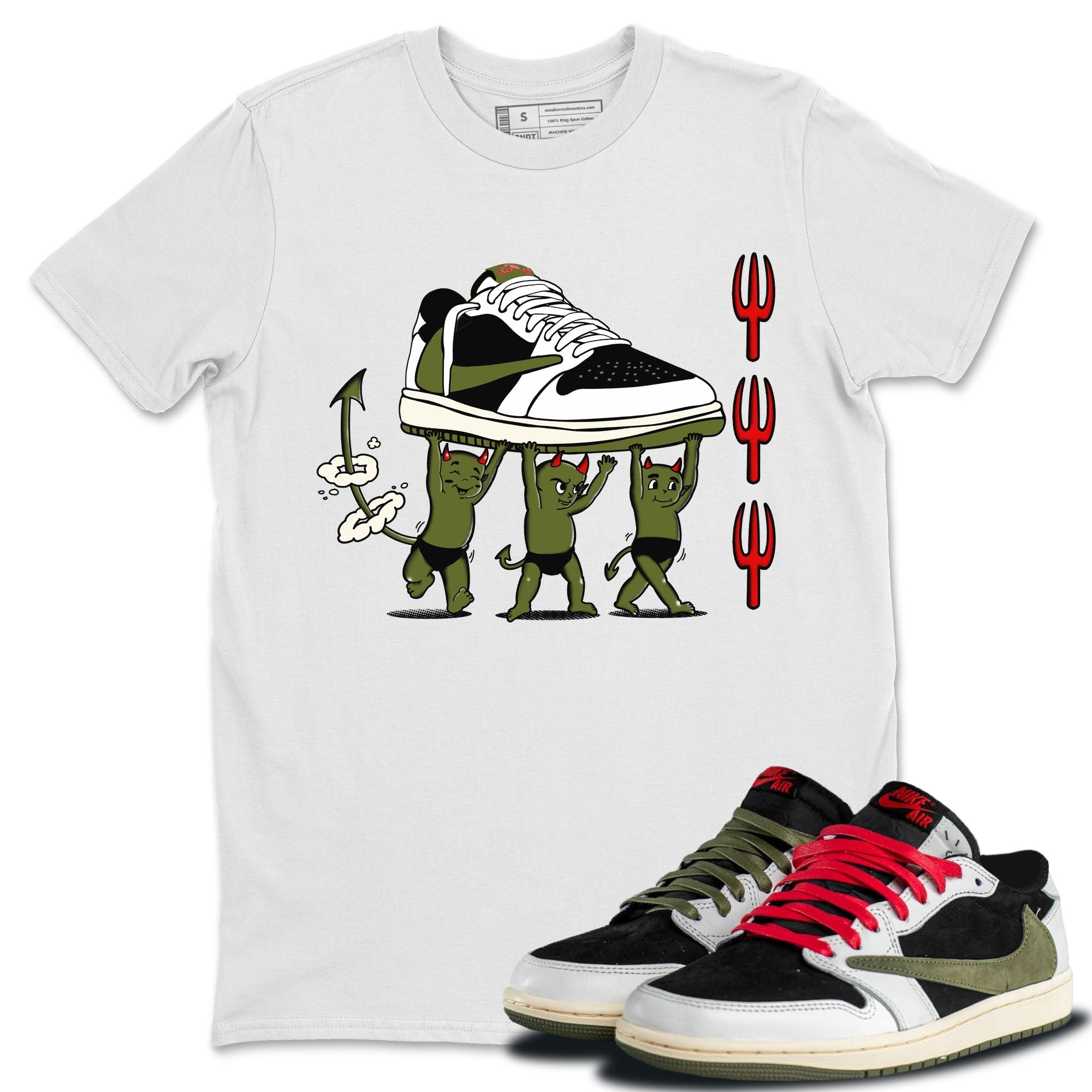 Devil Babies snkmatch Tees - Air Jordan 1 Travis Scott Olive