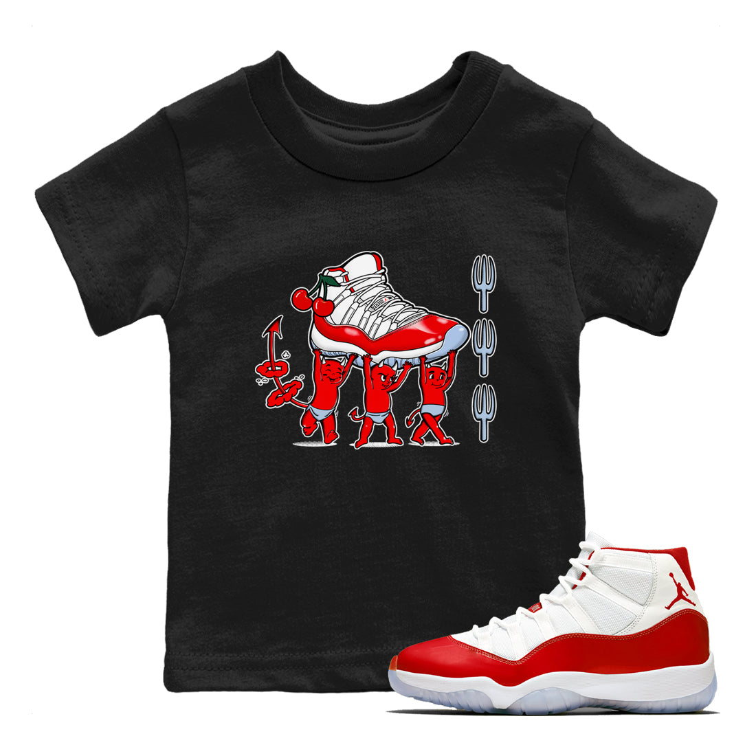 Devil Babies snkmatch Tees Kids - Air Jordan 11 Cherry