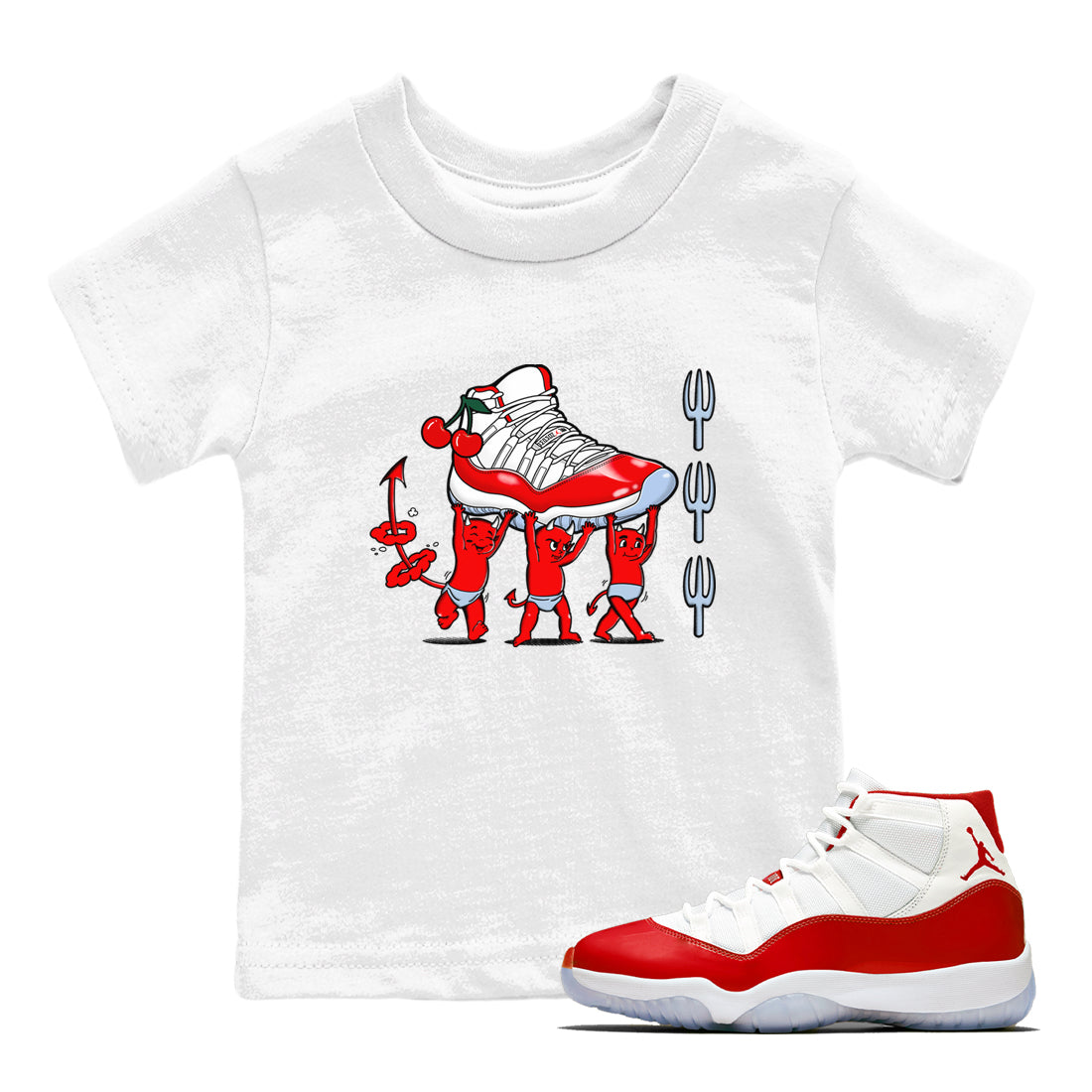 Devil Babies snkmatch Tees Kids - Air Jordan 11 Cherry