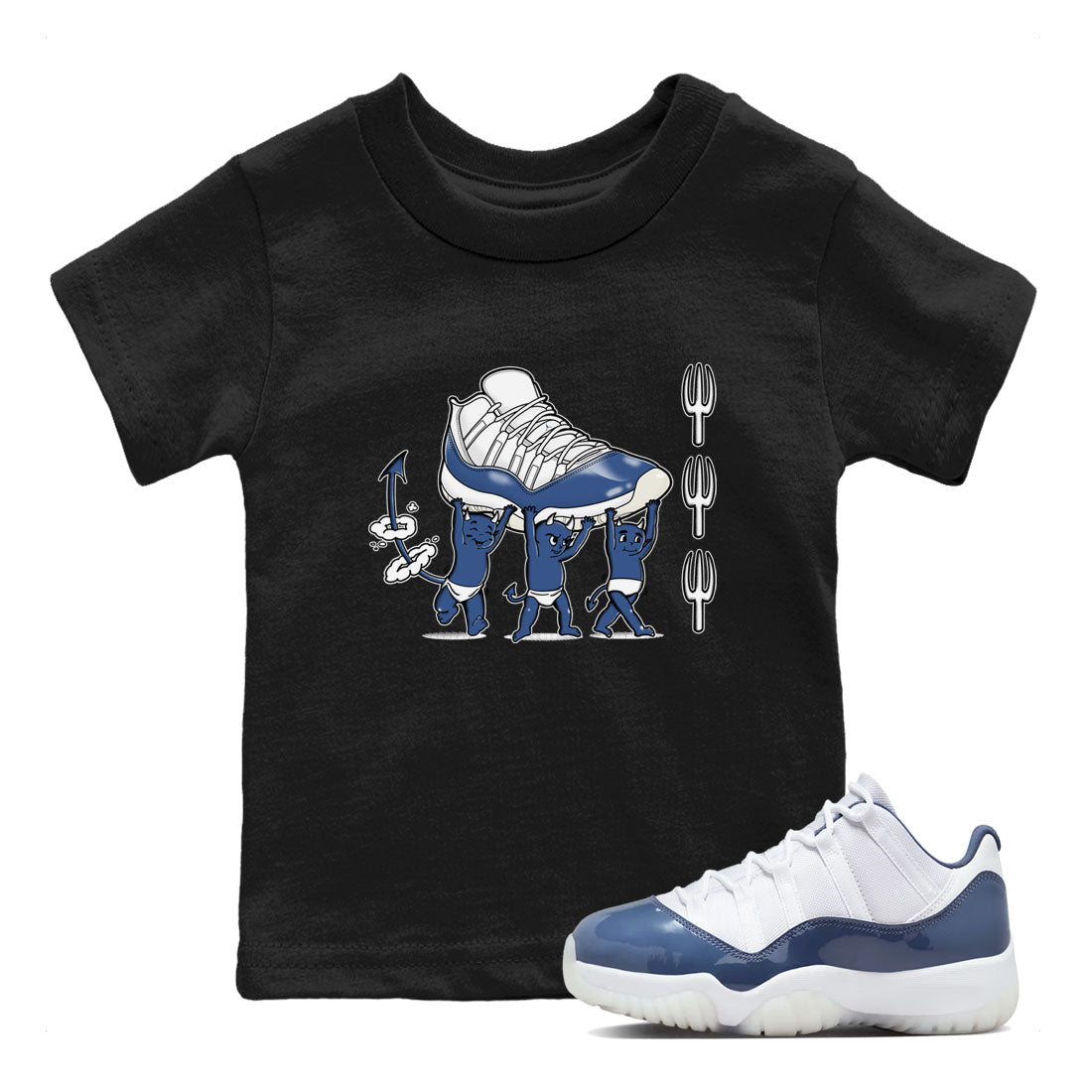 Devil Babies snkmatch Tees Kids - Air Jordan 11 Diffused Blue