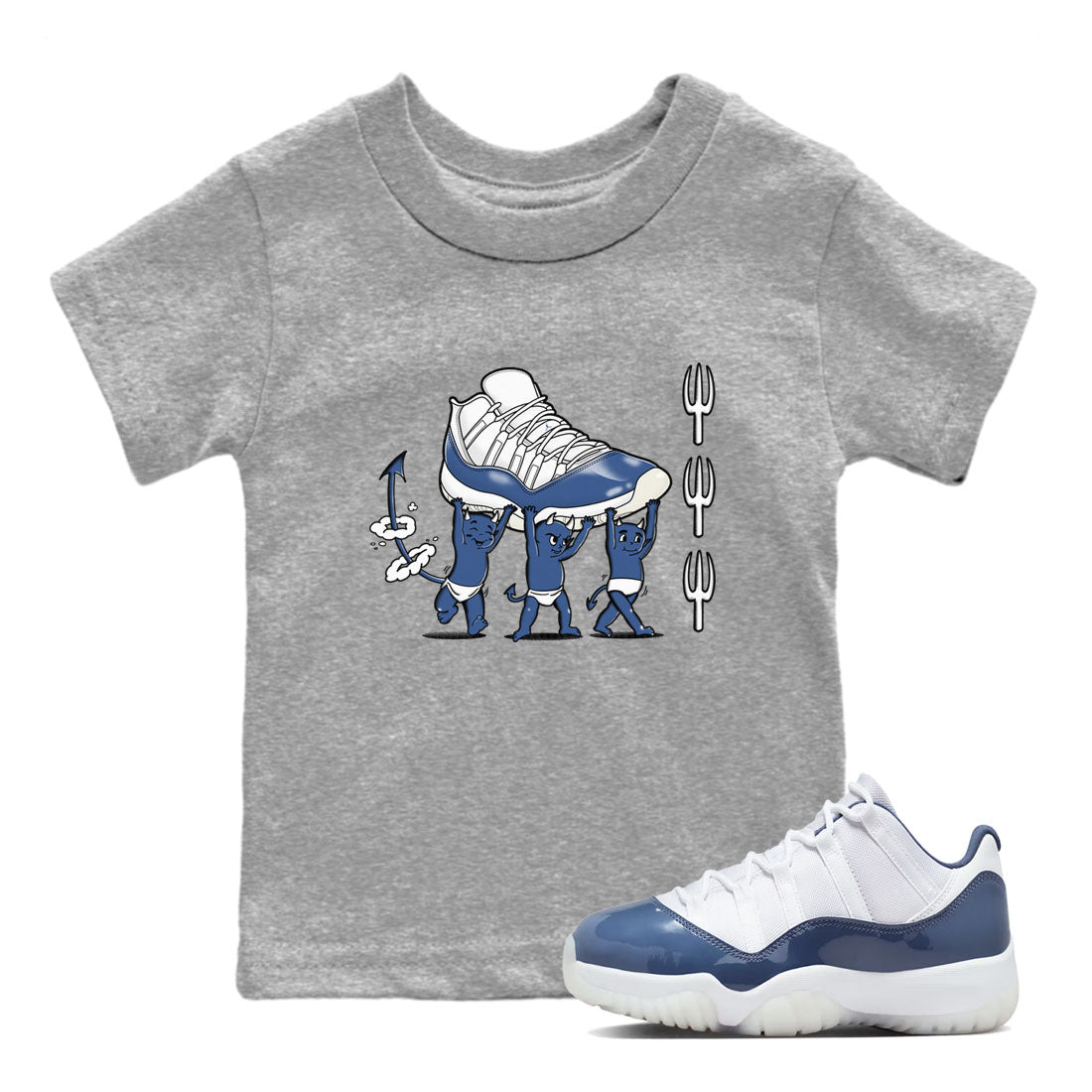 Devil Babies snkmatch Tees Kids - Air Jordan 11 Diffused Blue