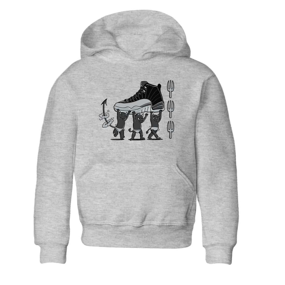 Devil Babies snkmatch Tees Kids - Air Jordan 12 Black Wolf Grey