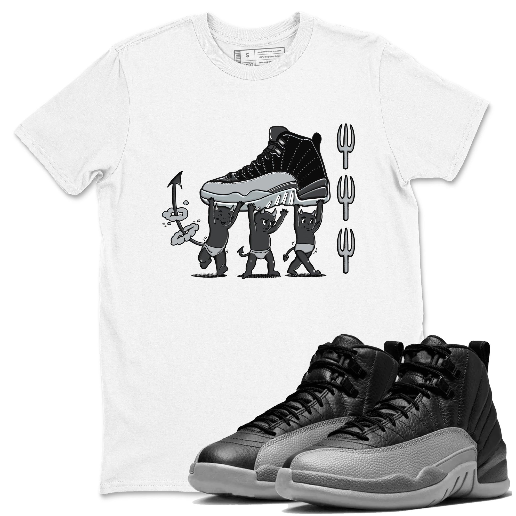 Devil Babies snkmatch Tees - Air Jordan 12 Black Wolf Grey