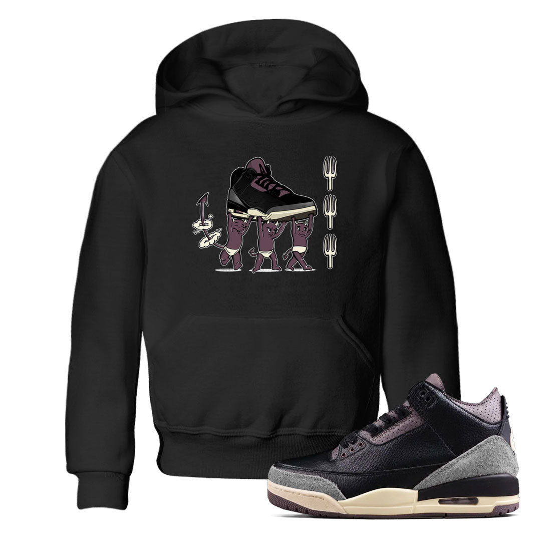 Devil Babies snkmatch Tees Kids - Air Jordan 3 A Ma Maniere x Black