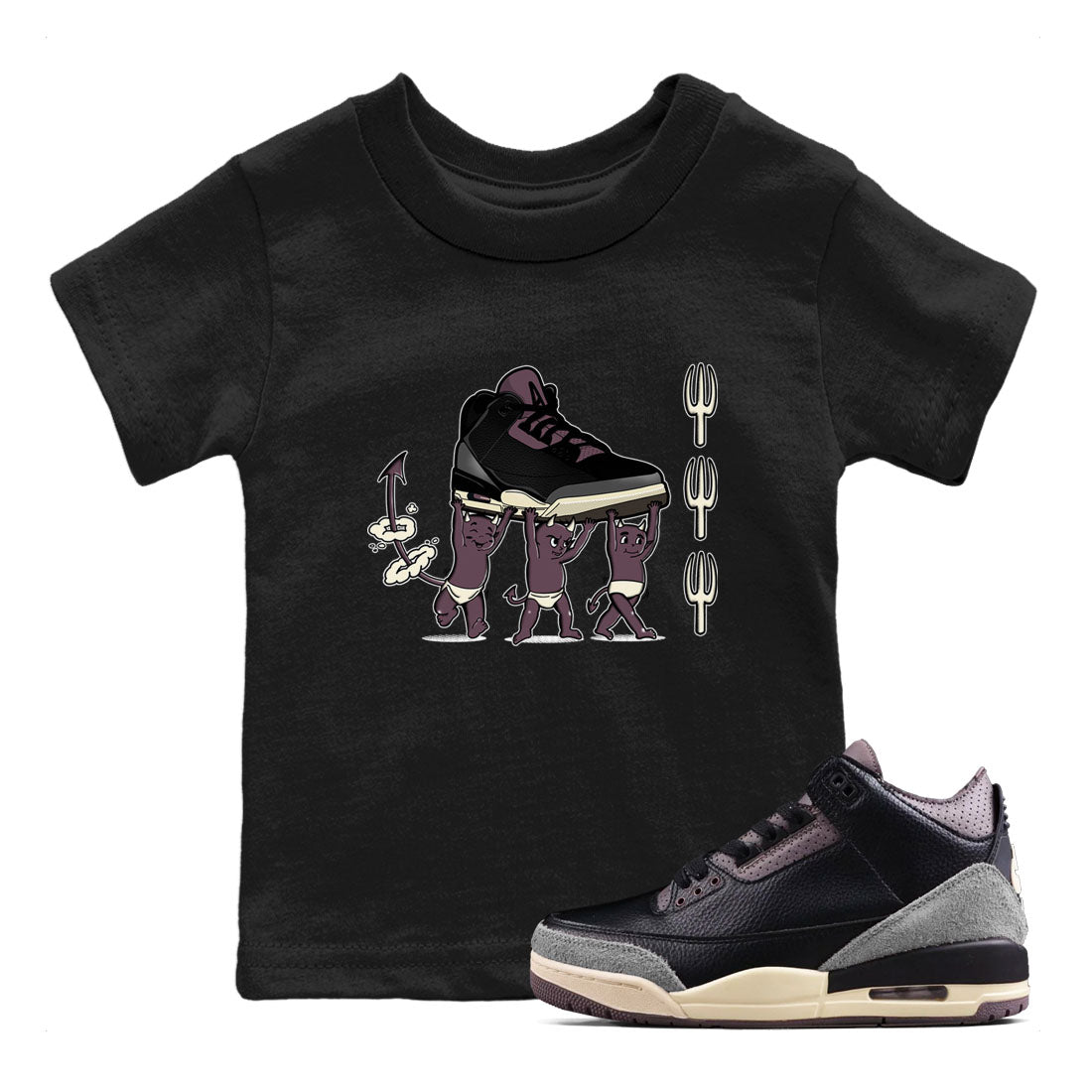 Devil Babies snkmatch Tees Kids - Air Jordan 3 A Ma Maniere x Black