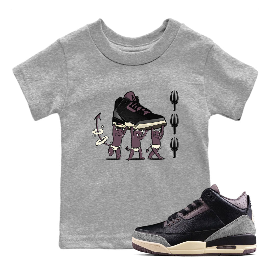 Devil Babies snkmatch Tees Kids - Air Jordan 3 A Ma Maniere x Black