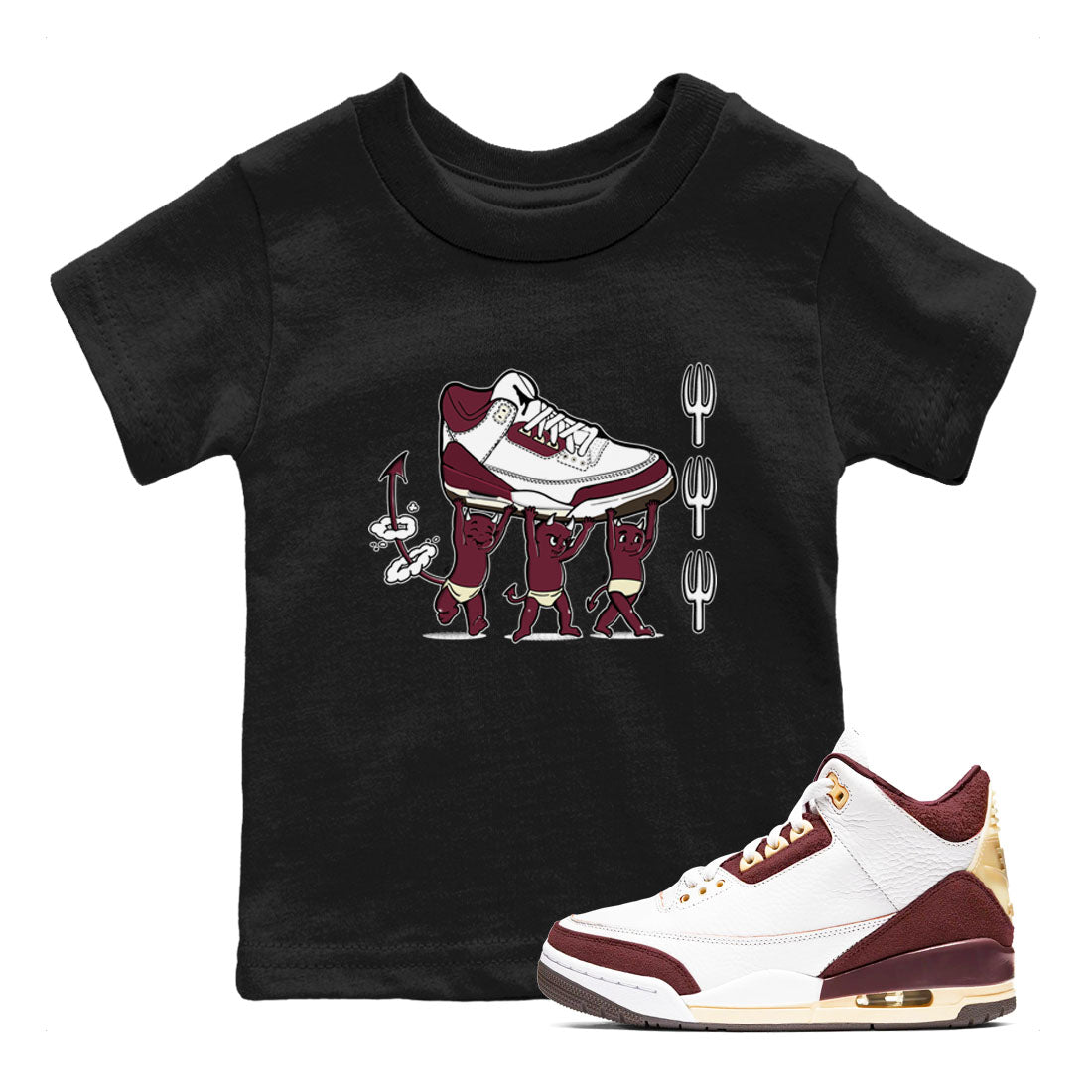 Devil Babies snkmatch Tees Kids - Air Jordan 3 A Ma Maniere x Burgundy Crush