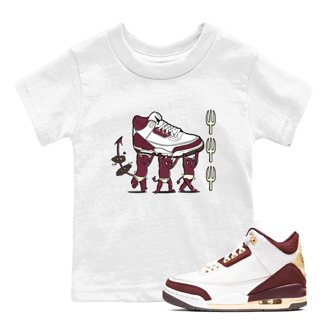 Devil Babies snkmatch Tees Kids - Air Jordan 3 A Ma Maniere x Burgundy Crush
