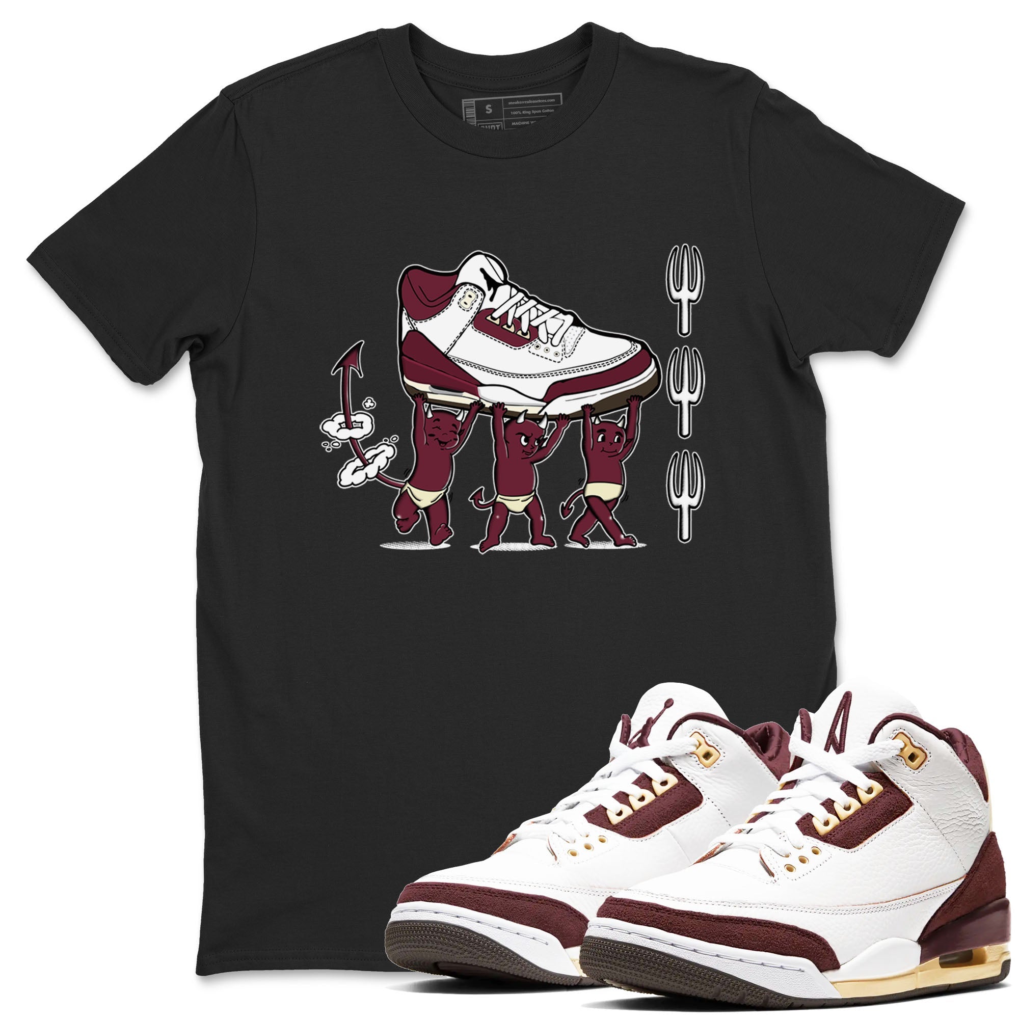Devil Babies snkmatch Tees - Air Jordan 3 A Ma Maniere x Burgundy Crush