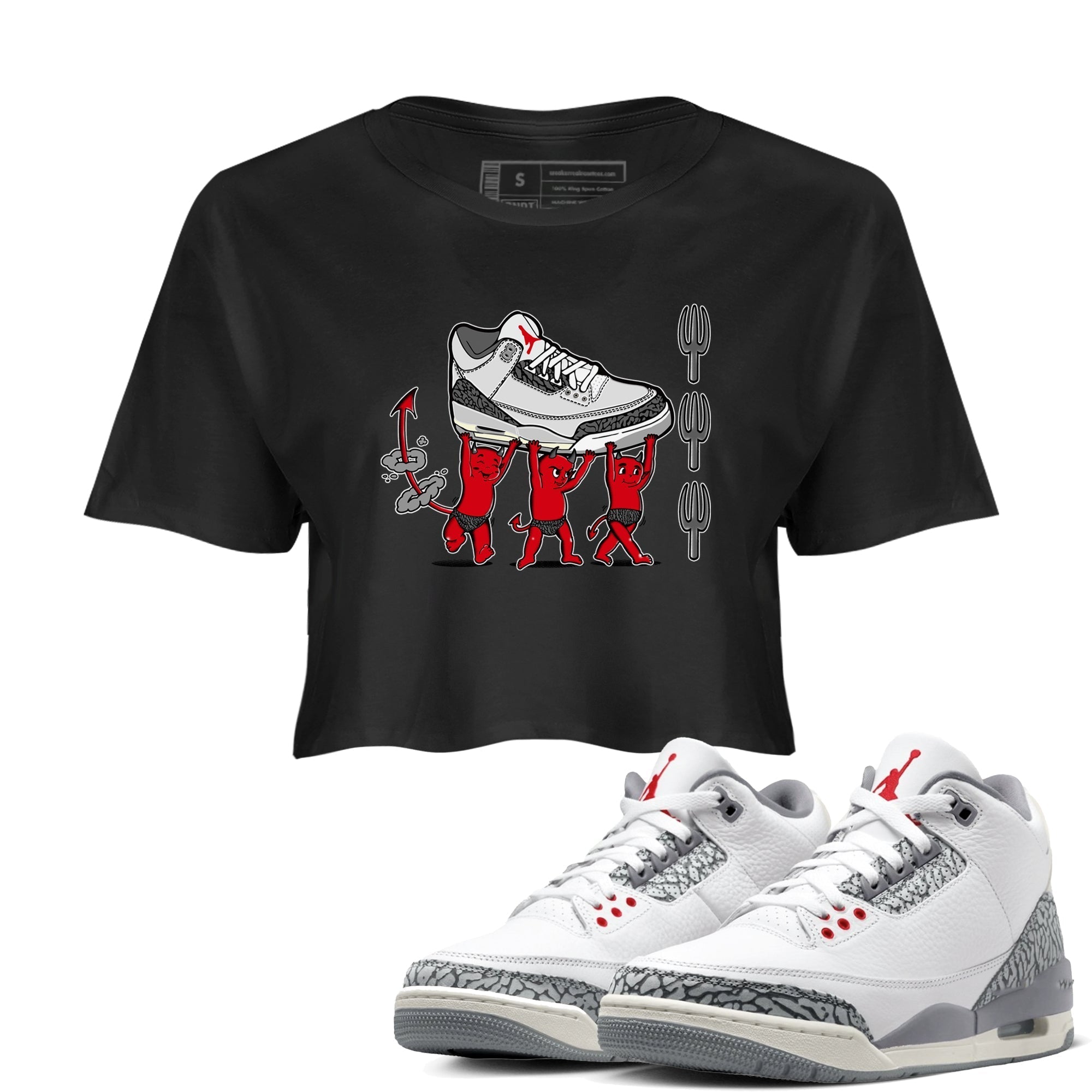 Devil Babies snkmatch Women's Top - Air Jordan 3 Cement Grey