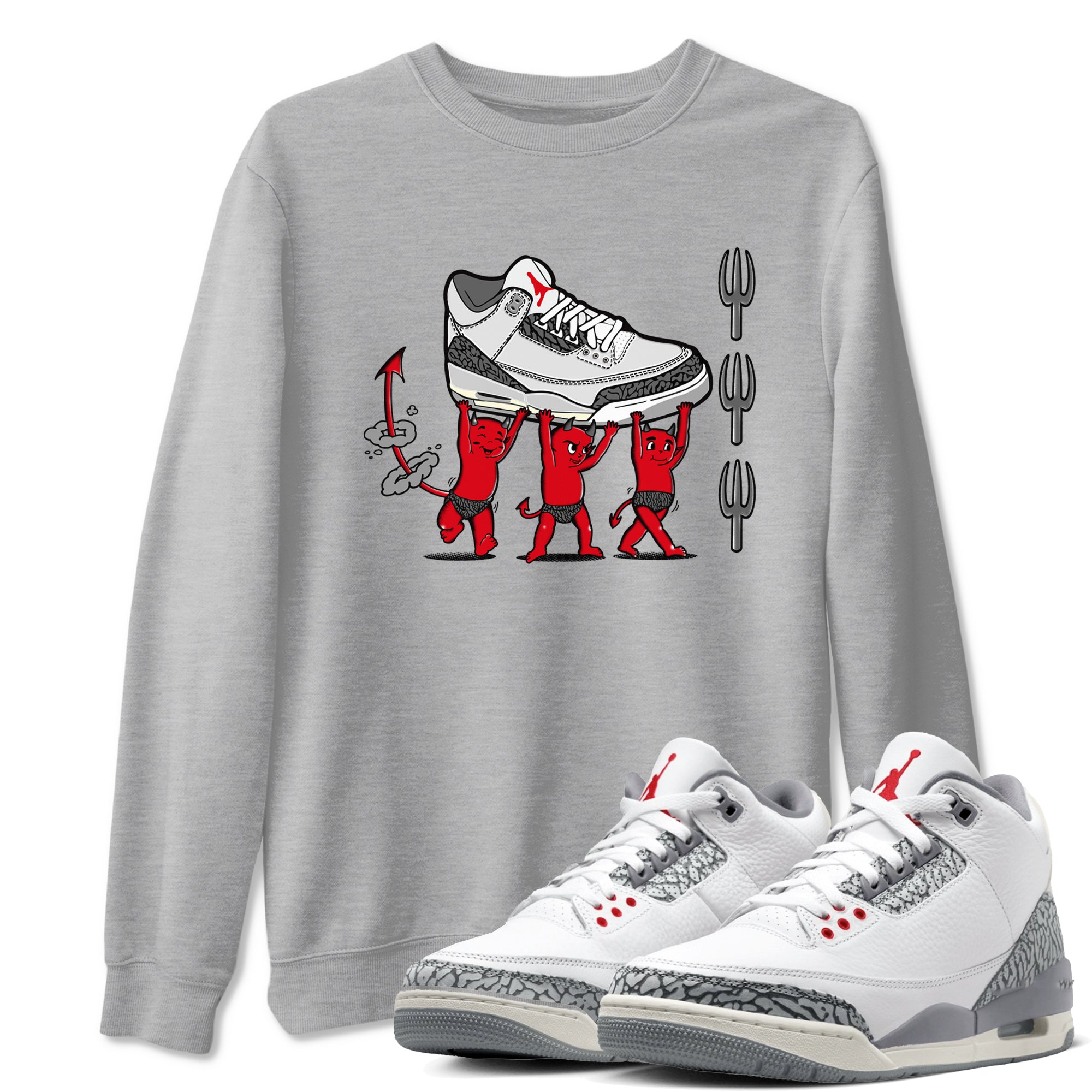 Devil Babies snkmatch Tees - Air Jordan 3 Cement Grey