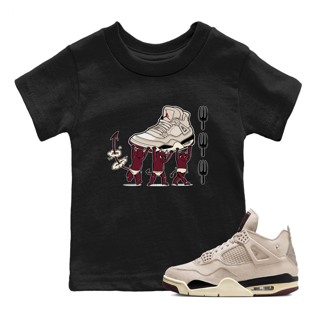 Devil Babies snkmatch Tees Kids - Air Jordan 4 A Ma Maniere x Fossil Stone