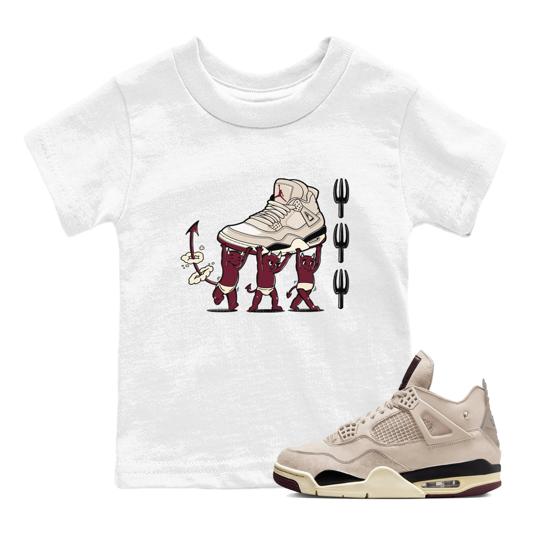 Devil Babies snkmatch Tees Kids - Air Jordan 4 A Ma Maniere x Fossil Stone