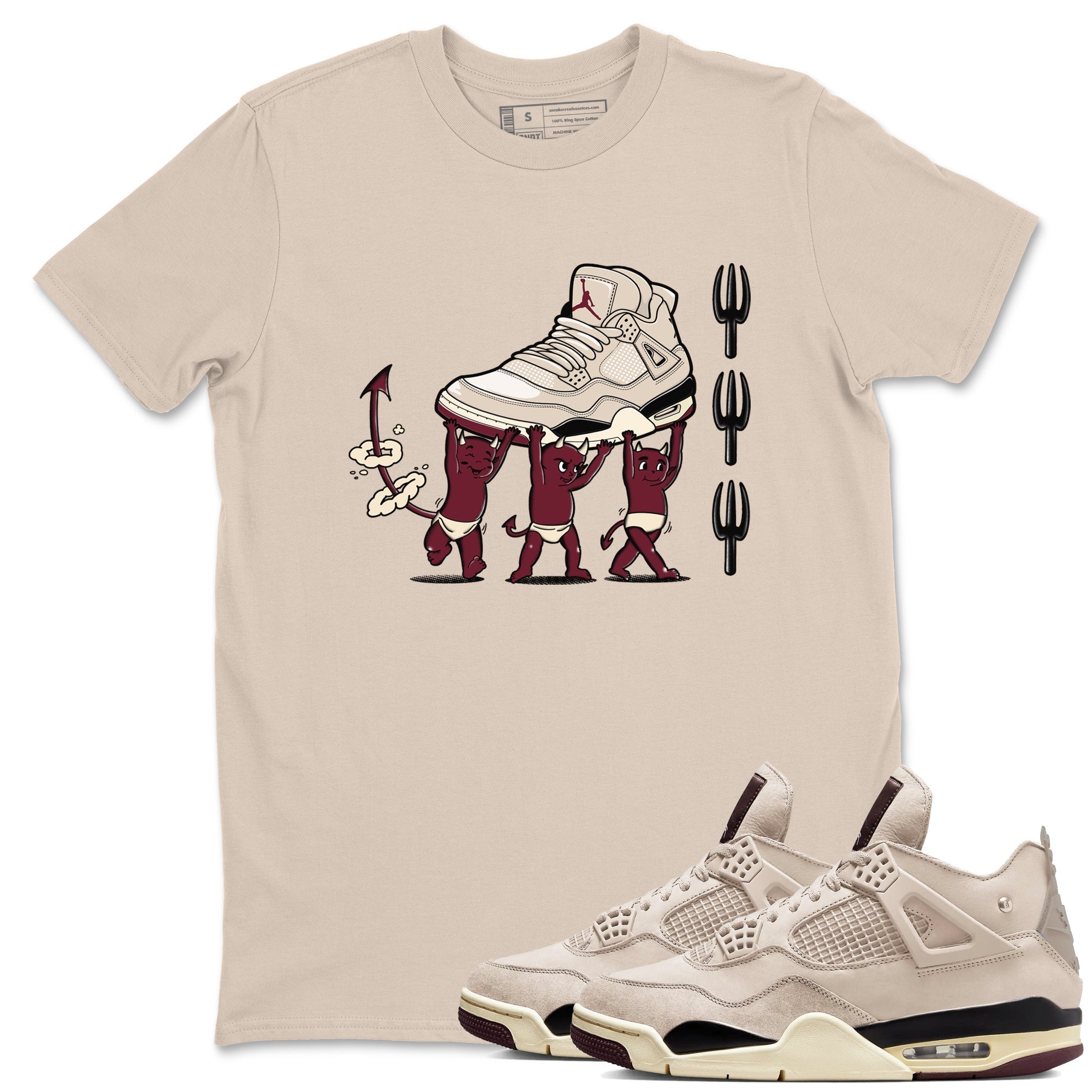 Devil Babies snkmatch Tees - Air Jordan 4 A Ma Maniere x Fossil Stone