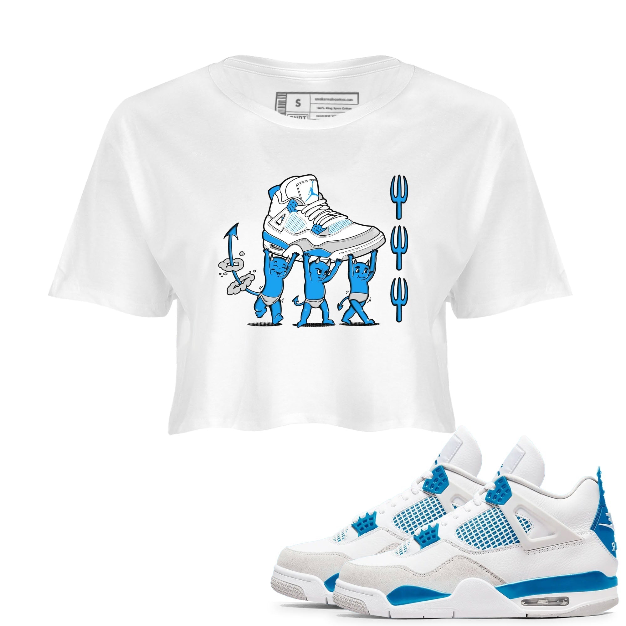 Devil Babies snkmatch Women's Top - Air Jordan 4 Military Blue