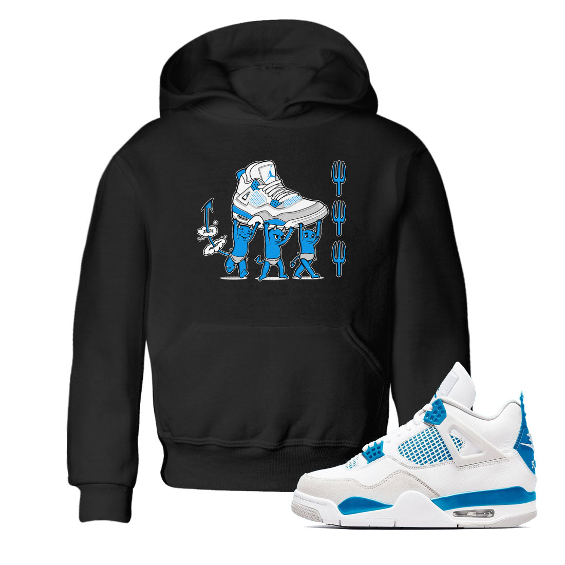 Devil Babies snkmatch Tees Kids - Air Jordan 4 Military Blue