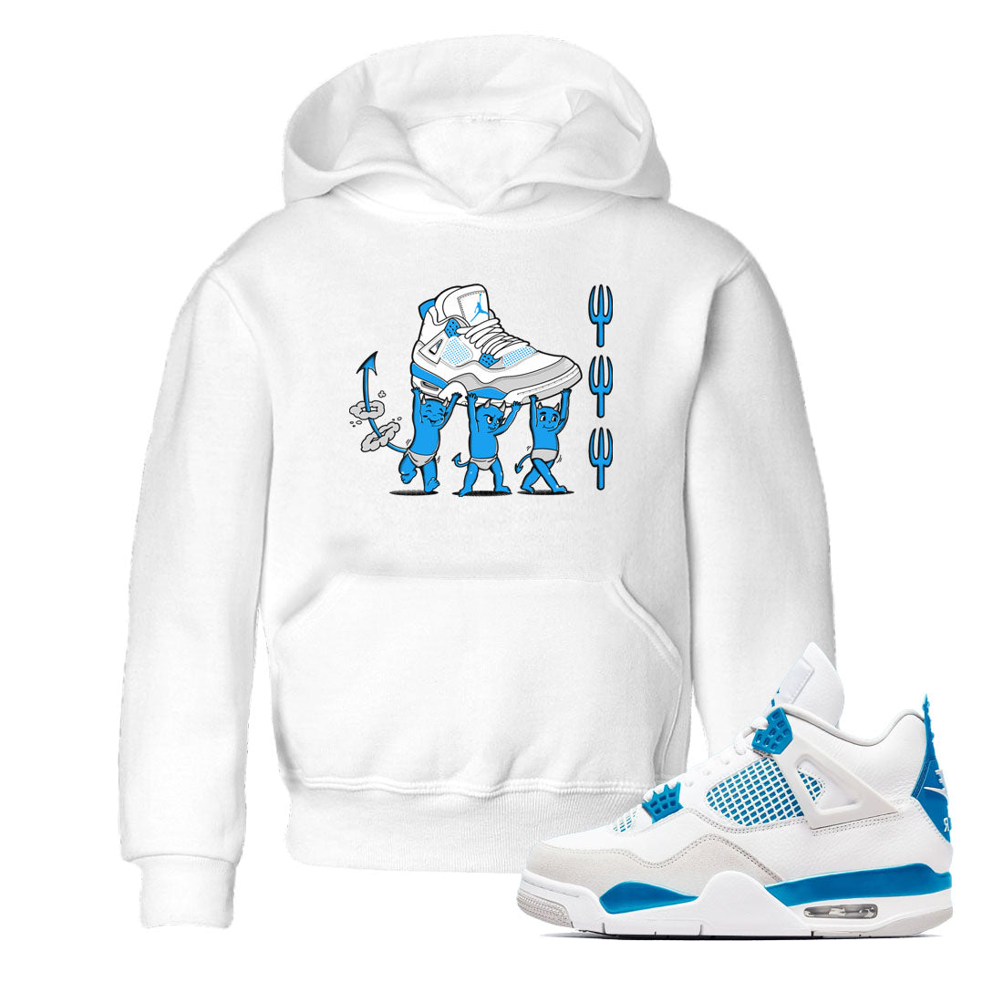 Devil Babies snkmatch Tees Kids - Air Jordan 4 Military Blue