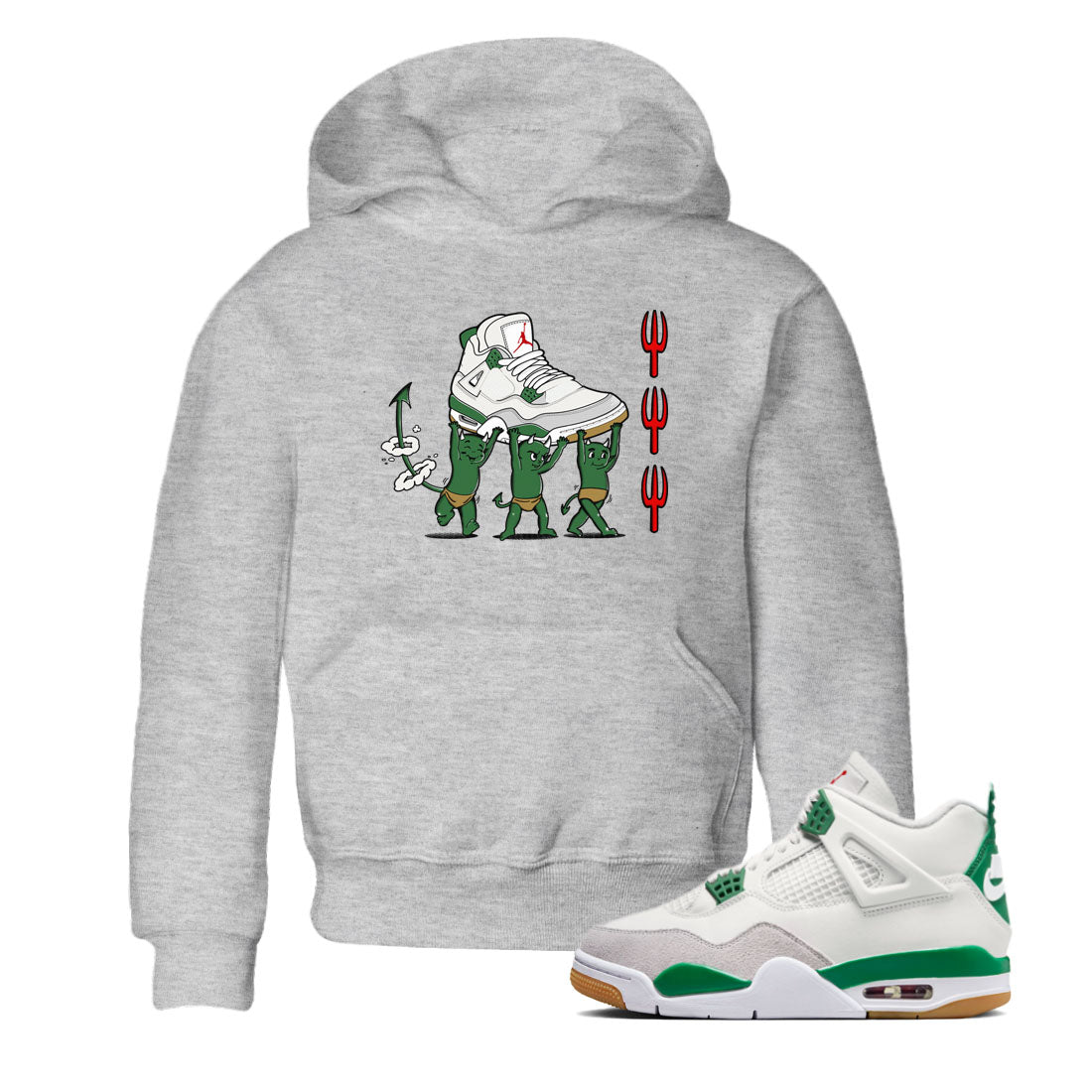 Devil Babies snkmatch Tees Kids - Air Jordan 4 Pine Green