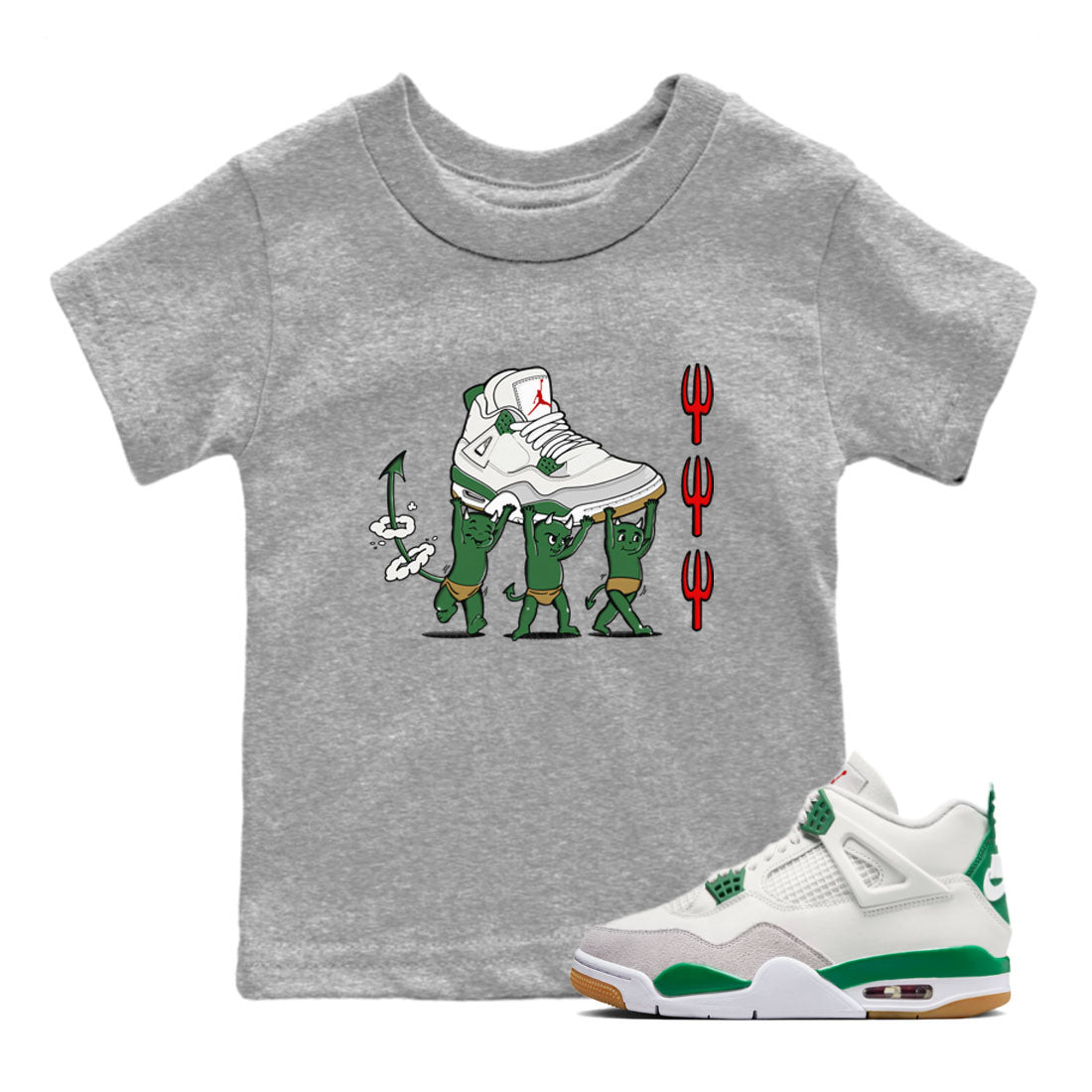 Devil Babies snkmatch Tees Kids - Air Jordan 4 Pine Green