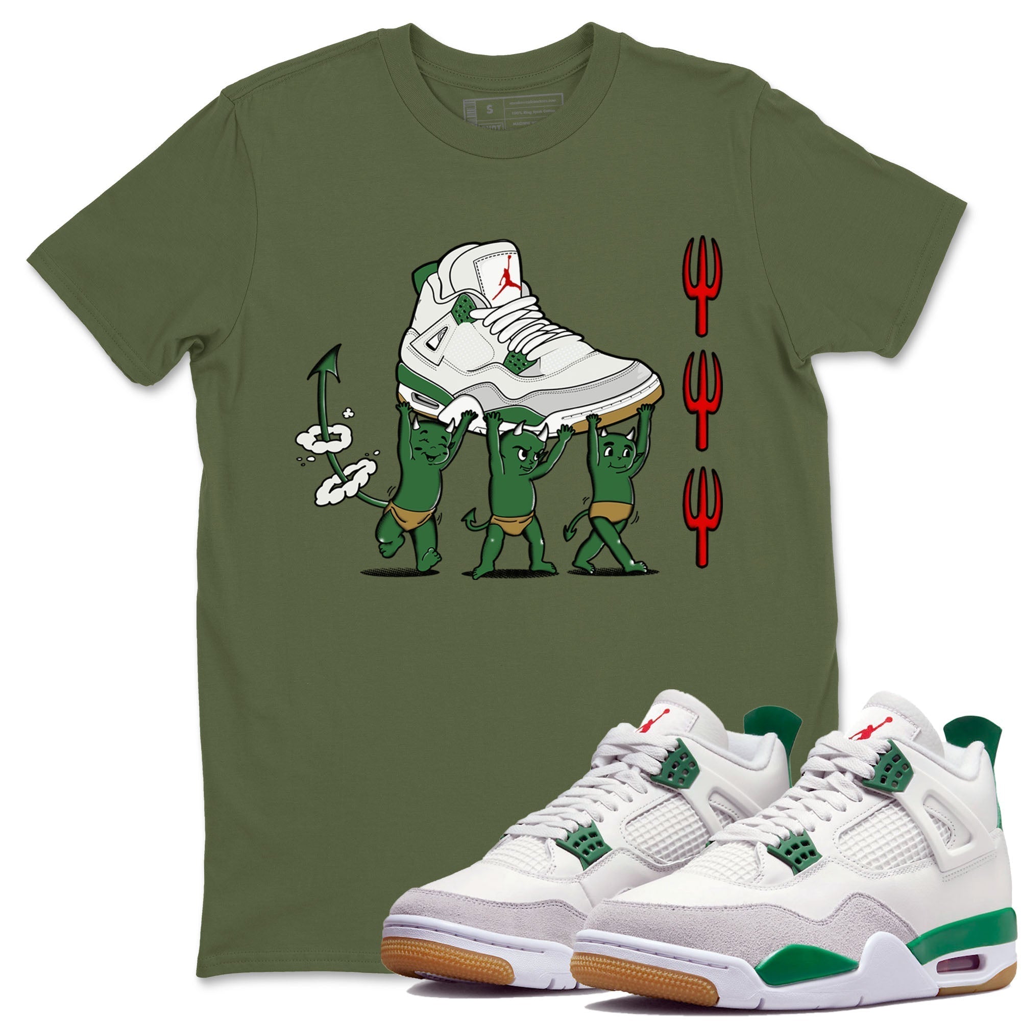 Devil Babies snkmatch Tees - Air Jordan 4 Pine Green