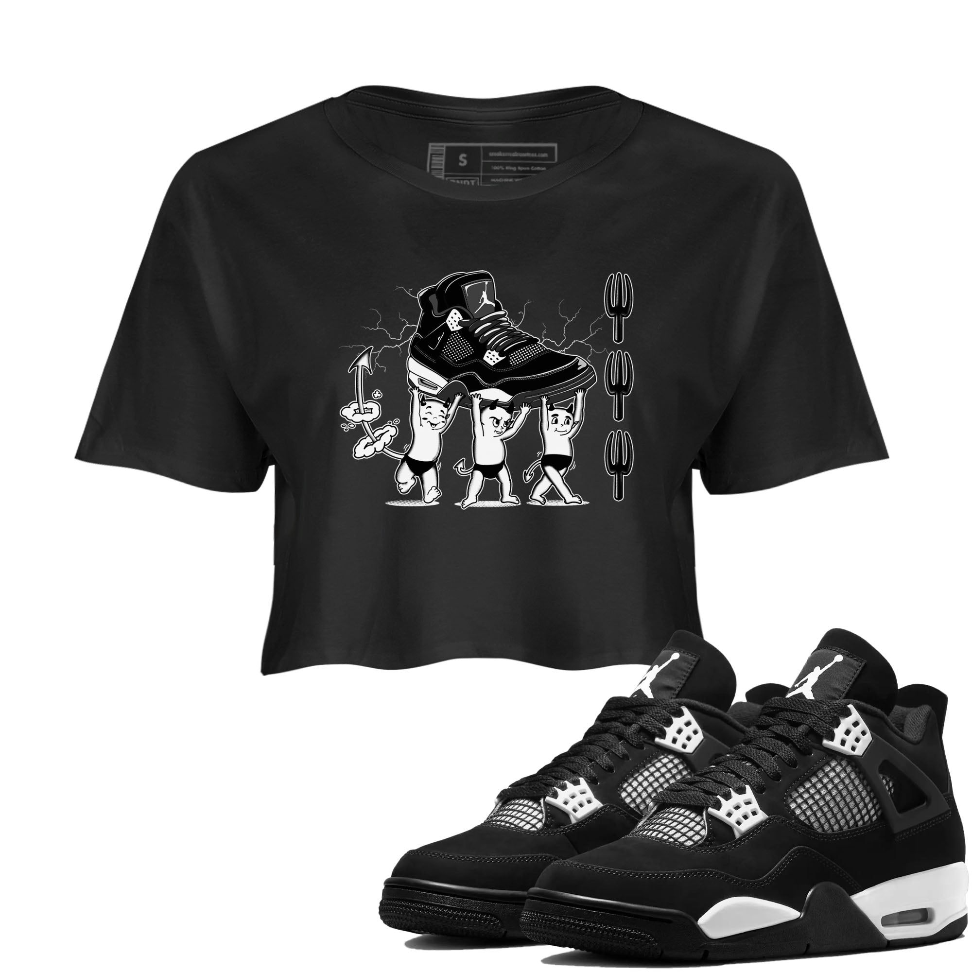 Devil Babies snkmatch Women's Top - Air Jordan 4 White Thunder