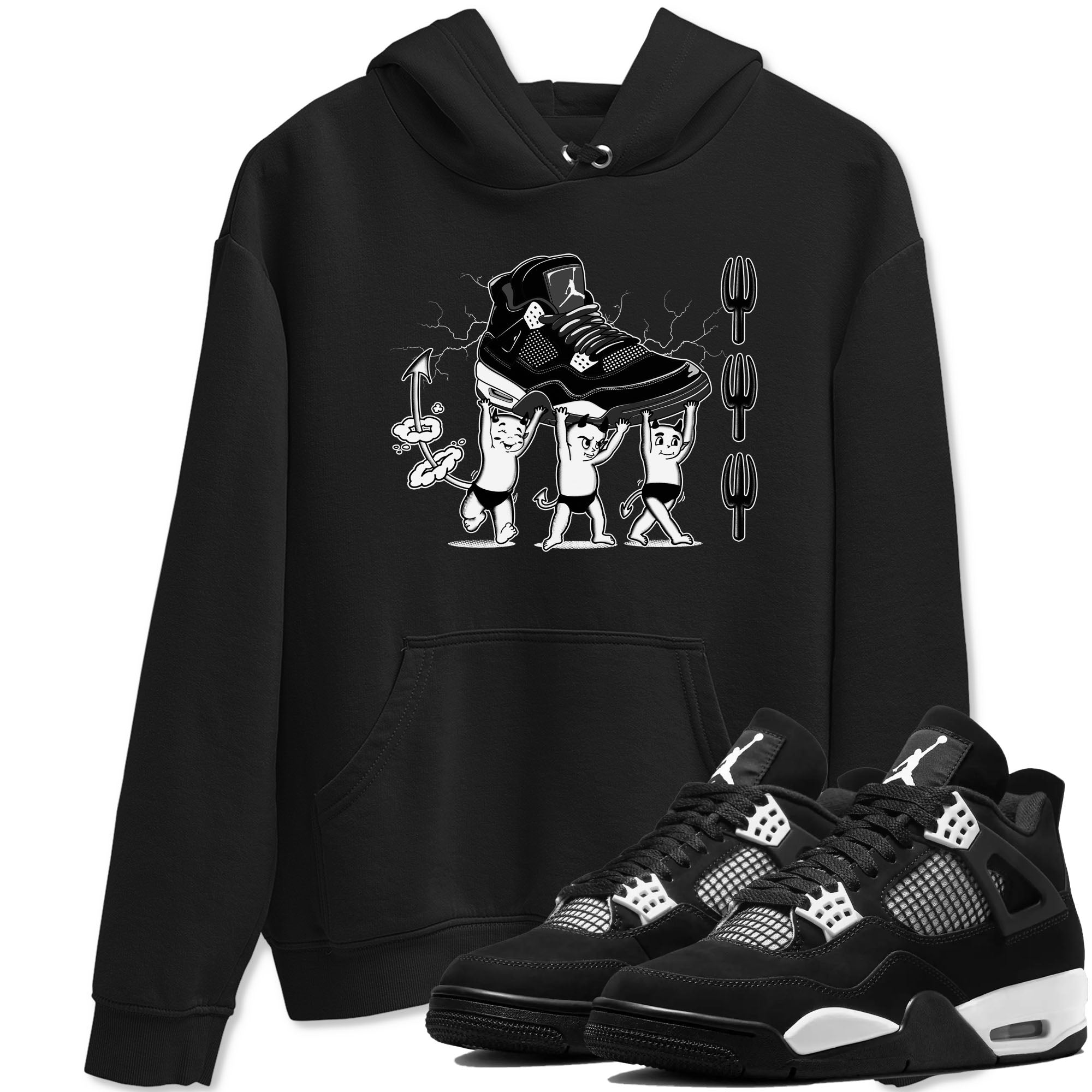 Devil Babies snkmatch Tees - Air Jordan 4 White Thunder