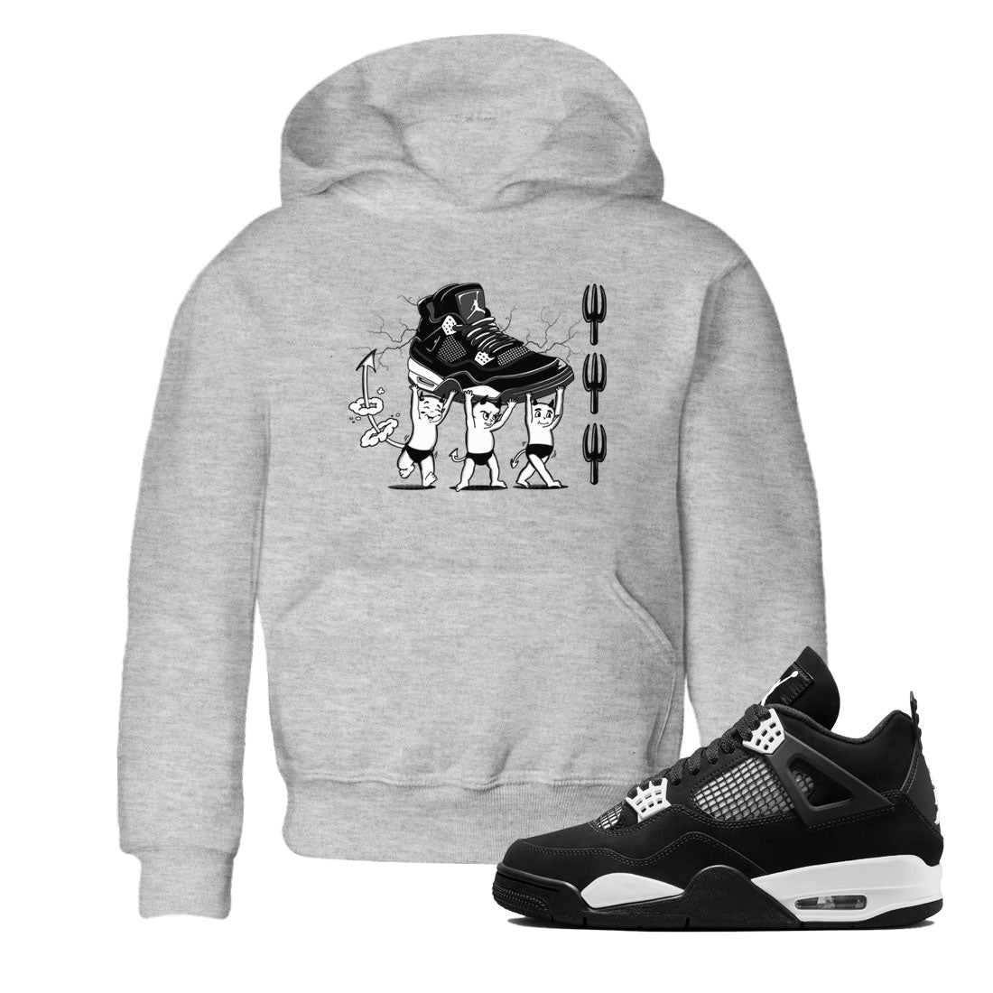 Devil Babies snkmatch Tees Kids - Air Jordan 4 White Thunder