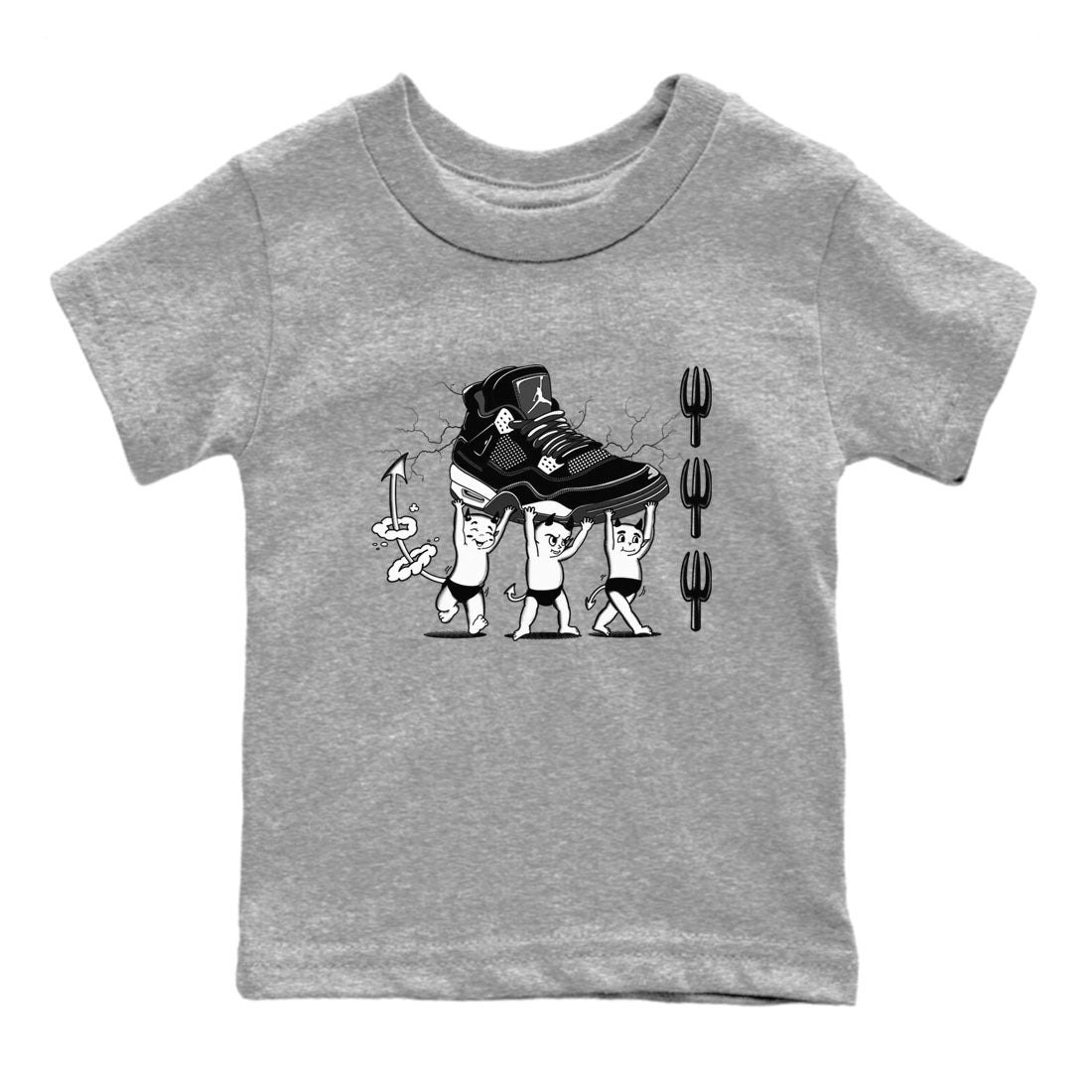 Devil Babies snkmatch Tees Kids - Air Jordan 4 White Thunder