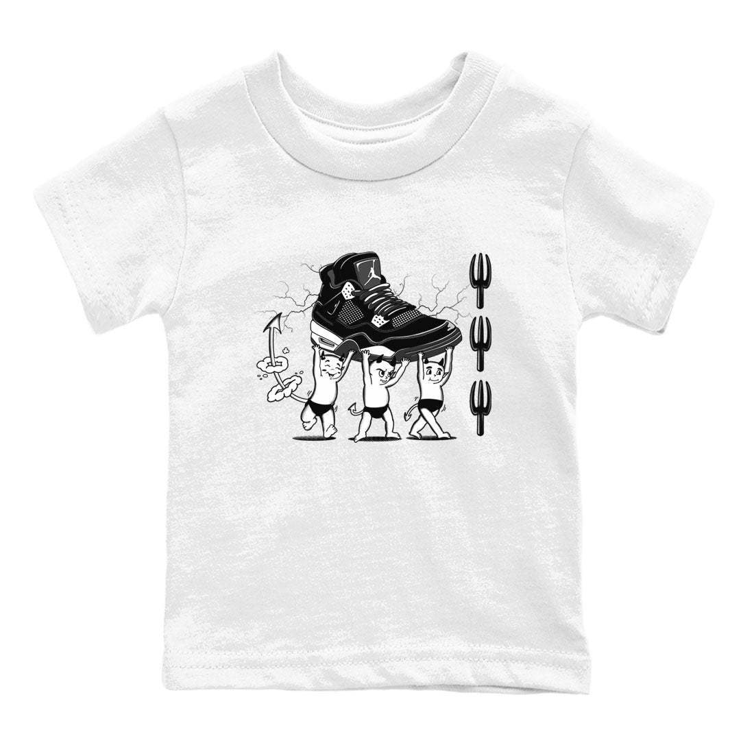 Devil Babies snkmatch Tees Kids - Air Jordan 4 White Thunder