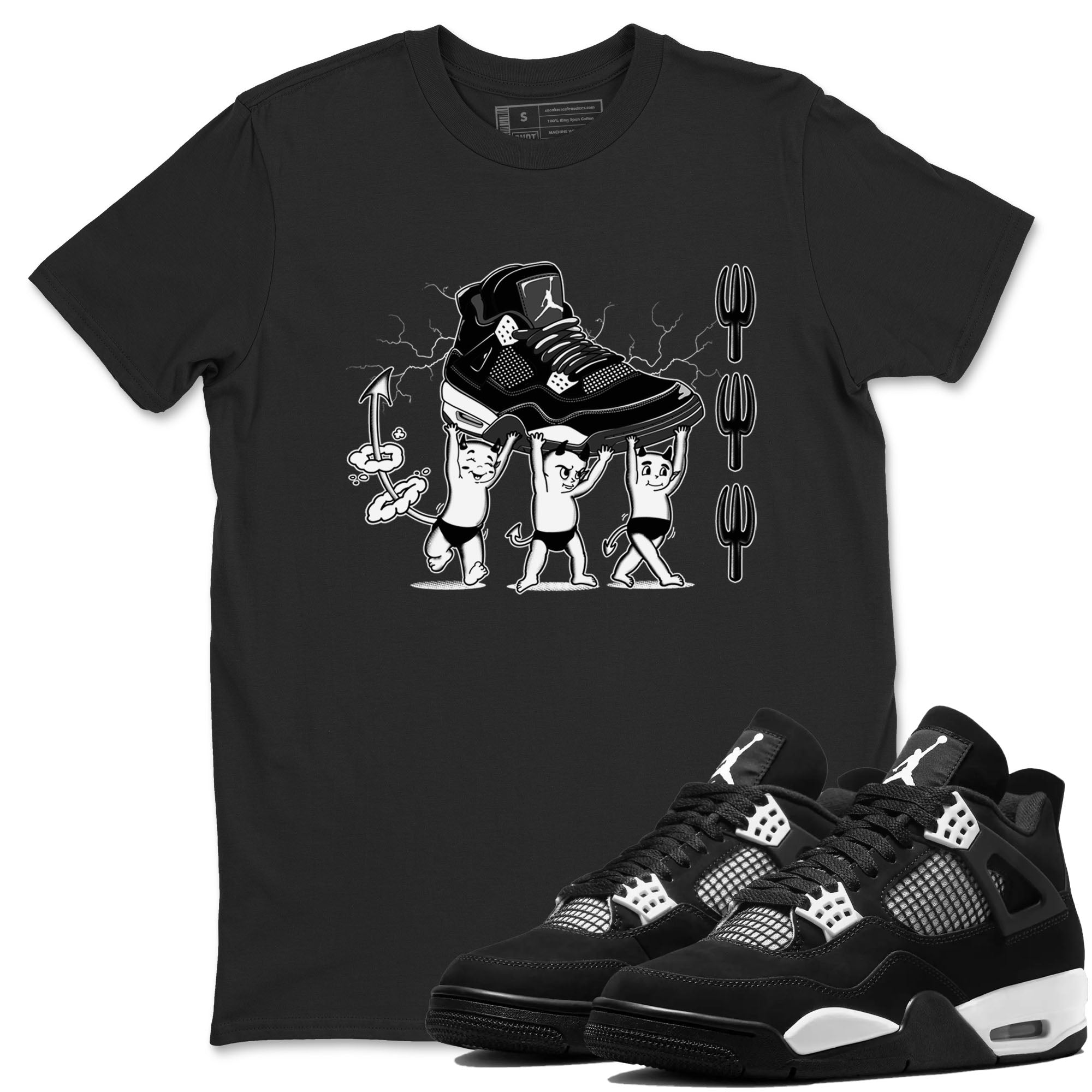 Devil Babies snkmatch Tees - Air Jordan 4 White Thunder
