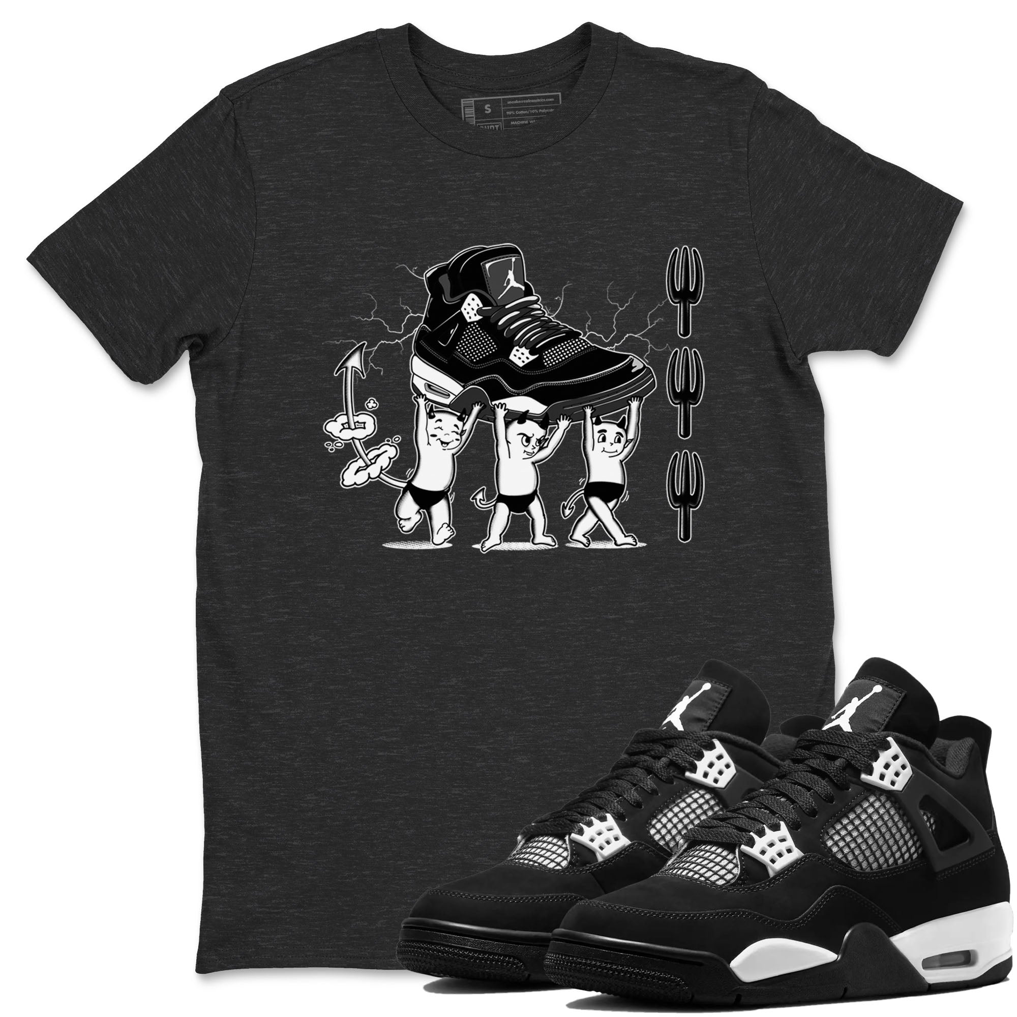 Devil Babies snkmatch Tees - Air Jordan 4 White Thunder