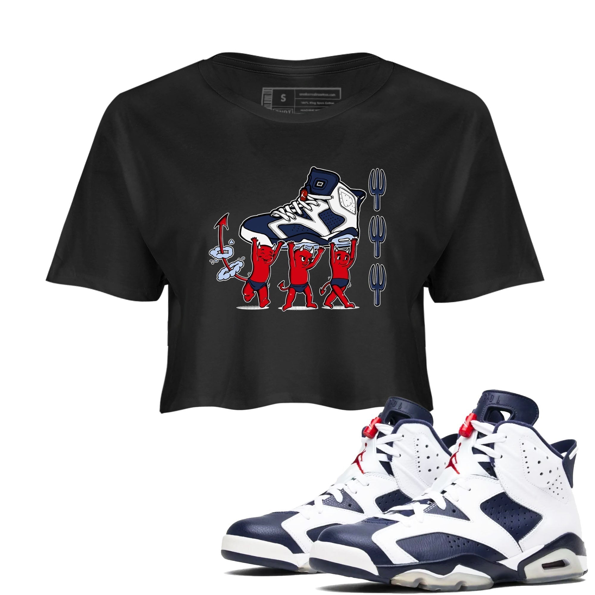 Devil Babies snkmatch Women's Top - Air Jordan 6 White And Midnight Navy