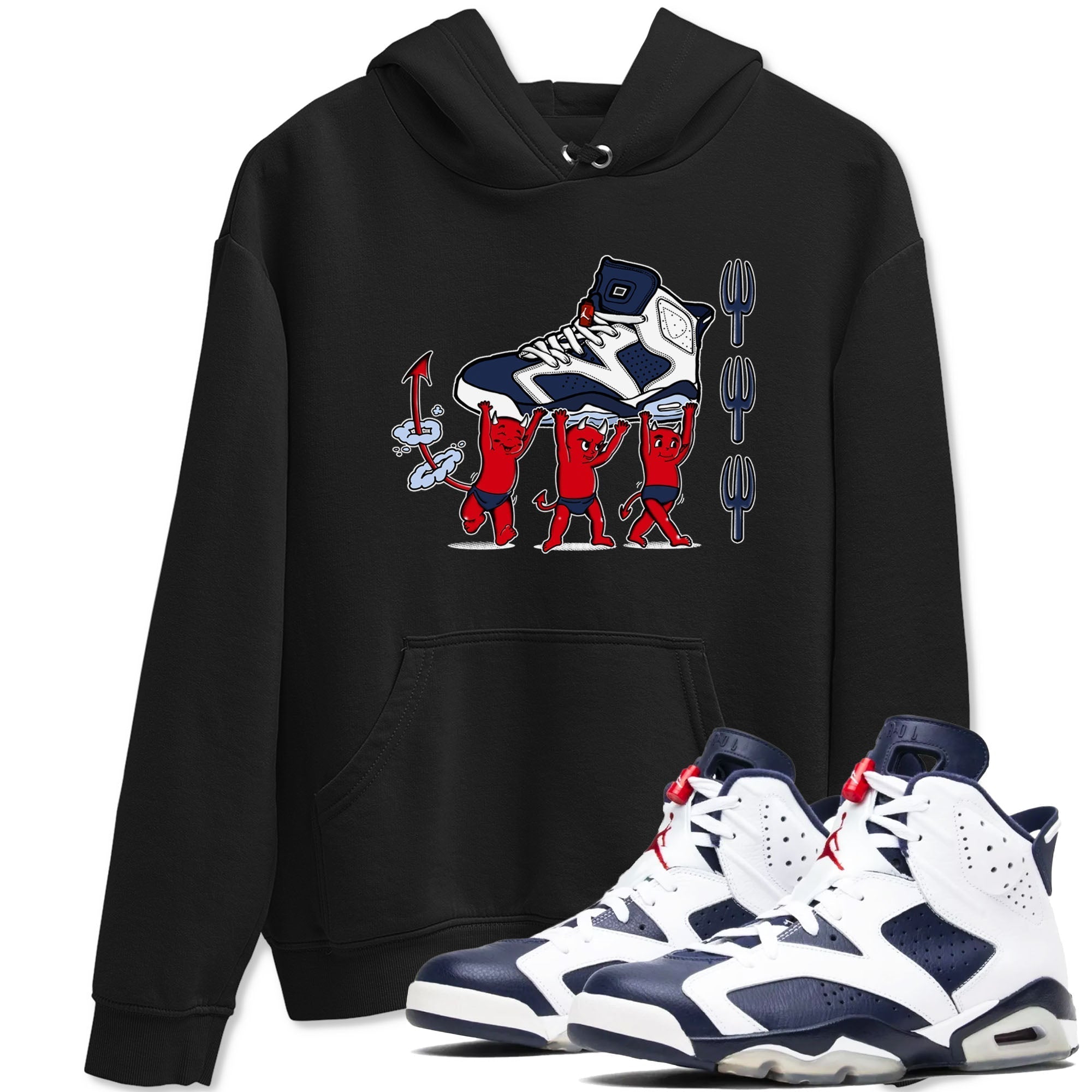 Devil Babies snkmatch Tees - Air Jordan 6 White And Midnight Navy